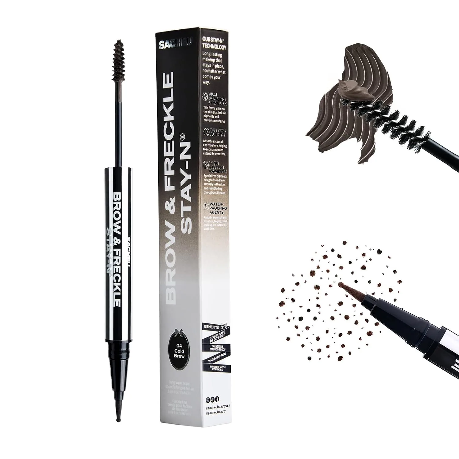 Sacheu Brow & Freckle STAY-N, 2-in-1 Brow Gel & Freckle Pen, Cold Brew