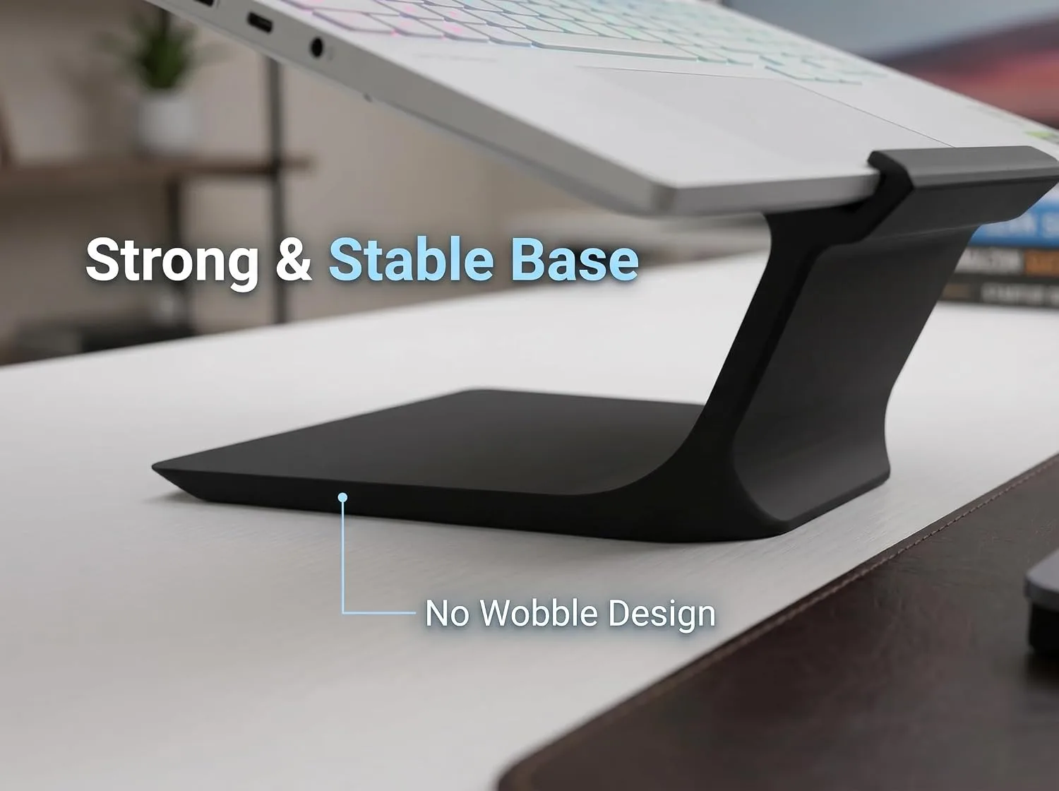 Laptop Stand for Desk – Ergonomic Laptop Riser, Improves Posture & Reduces Neck Pain, Stable No-Wobble Design, Cooling Airflow, Fits 10–17” Laptops, Office & Home Setup (White)
