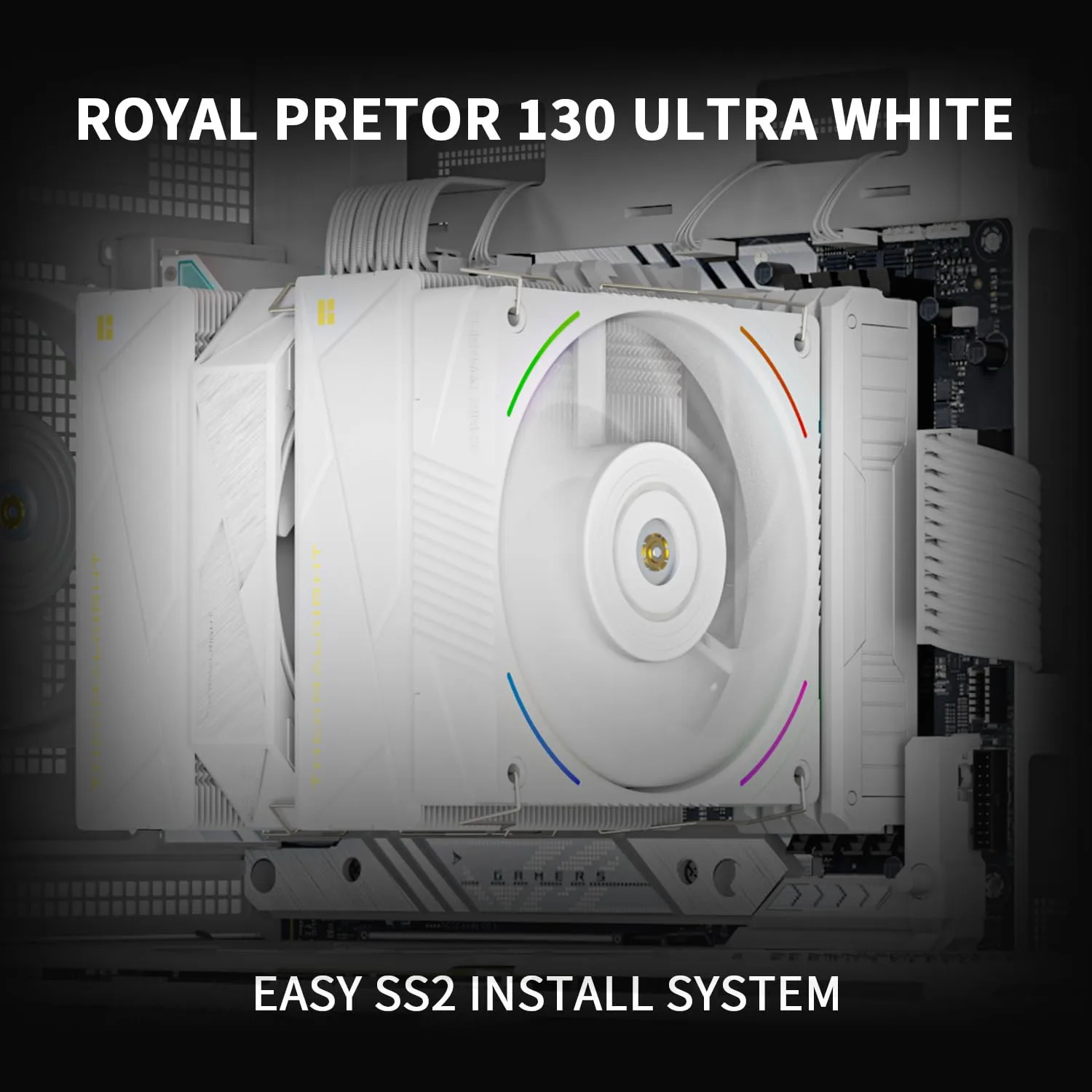 Thermalright Royal Pretor 130 Ultra White CPU Cooler,7 Heat Pipes Heatsink CPU Cooling, White Brushed Top Cover, for Intel LGA115X/2011/1700/1851,AM4/AM5 Platforms,Double Towers and Fans Cooler