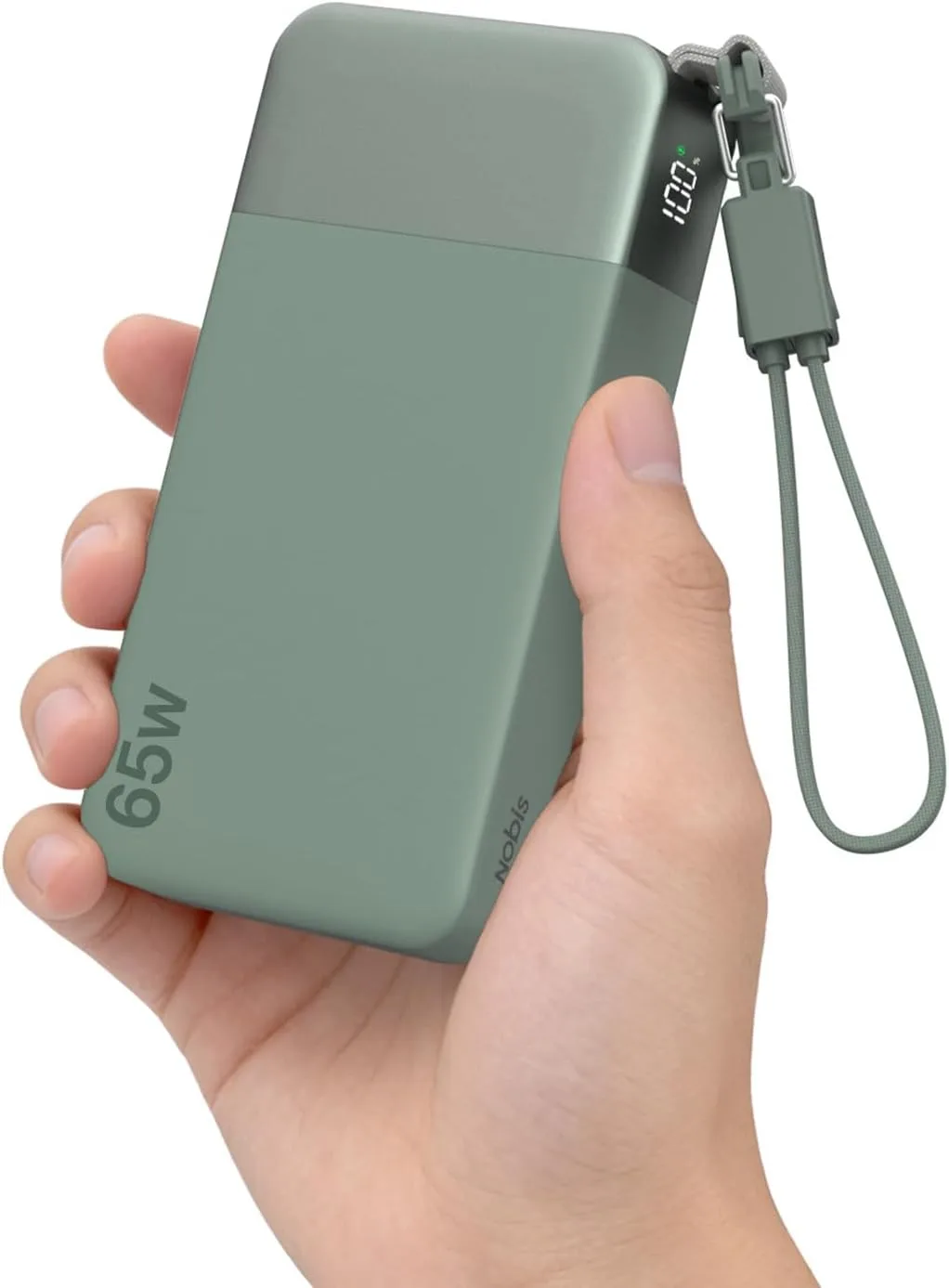 NOBIS Portable Charger 65W 20000mAh Power Bank with Detachable C-Cable
