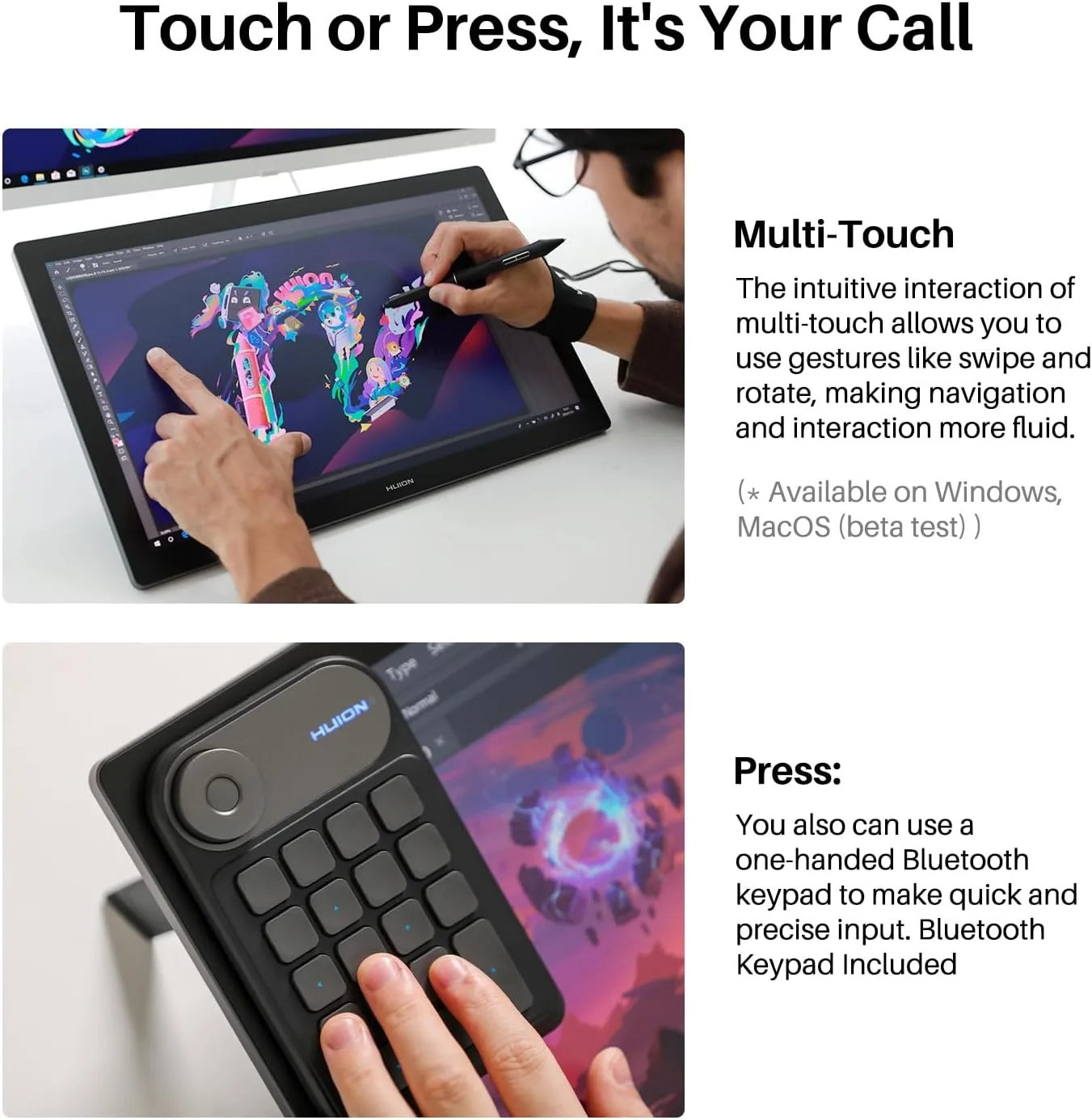 HUION KAMVAS Pro 19 4K UHD Touchscreen Drawing Tablet PenTech 4.0, 18.4inch