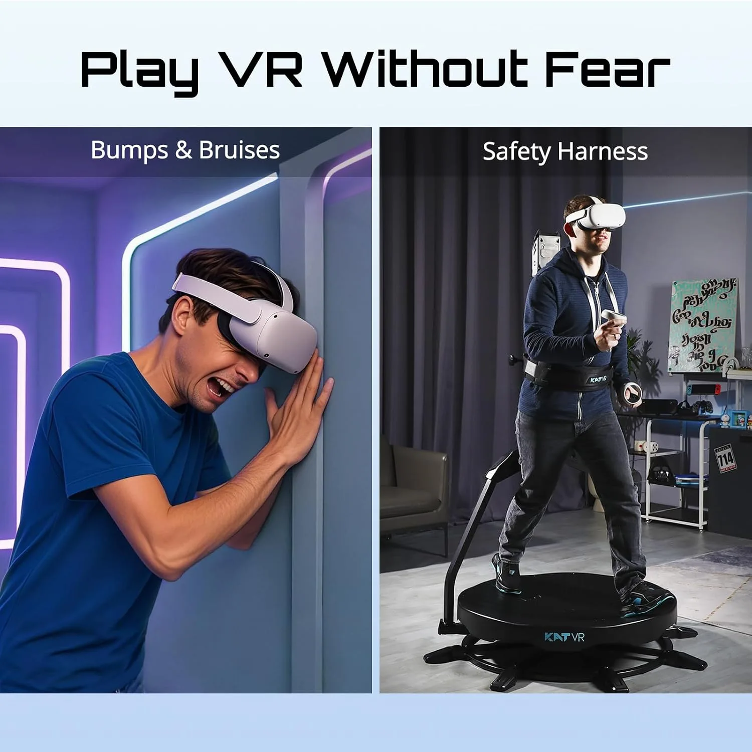 KAT Walk C2 VR Series | 360° Omnidirectional Walking Pad & Accessories for Immersive VR Gaming & Fitness | Compatible with SteamVR, Quest, Oculus | Core | US Size 9.5