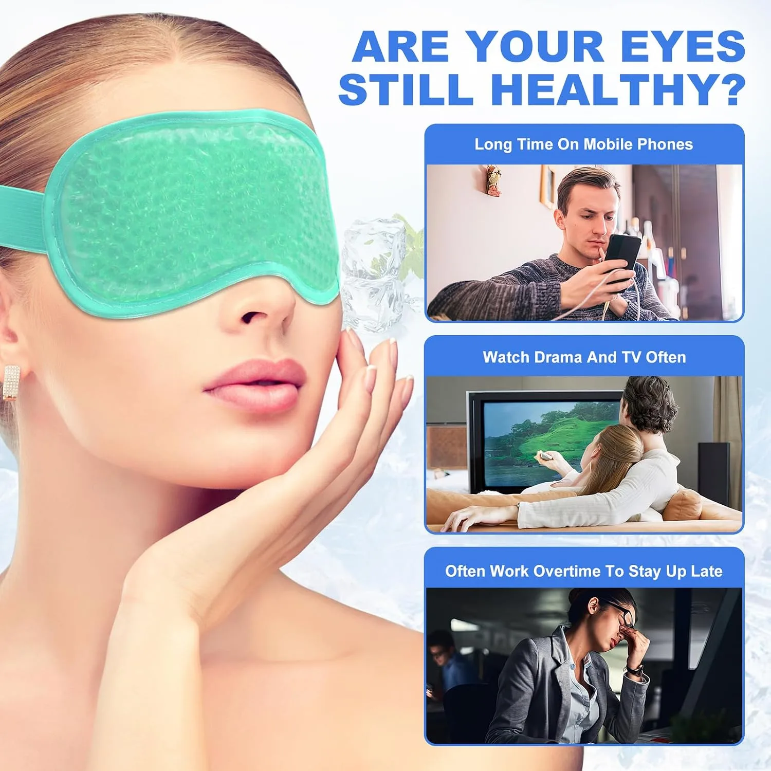 candyfouse 2Pack Cold Cooling Eye Mask, Reusable Hot Colder Therapy Gel Bead with Plush Backing for Puffiness Migraine Stress Relief Skin Care Dry Eyes