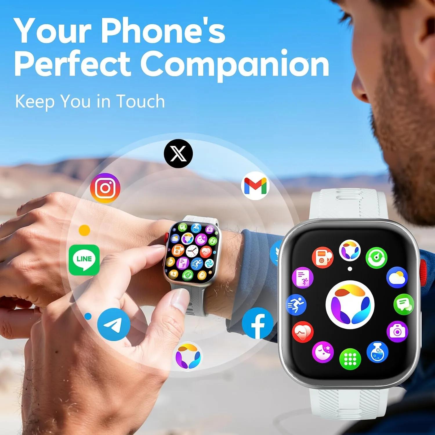 Smart Watch for Men & Women, 1.88" HD Screen, 120+ Sports Modes, Grey