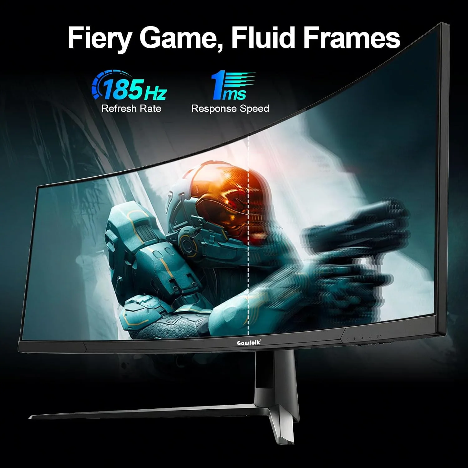 Gawfolk 44.5 Inch Curved Gaming Monitor 185Hz Dual QHD PC Screen 5120x1440
