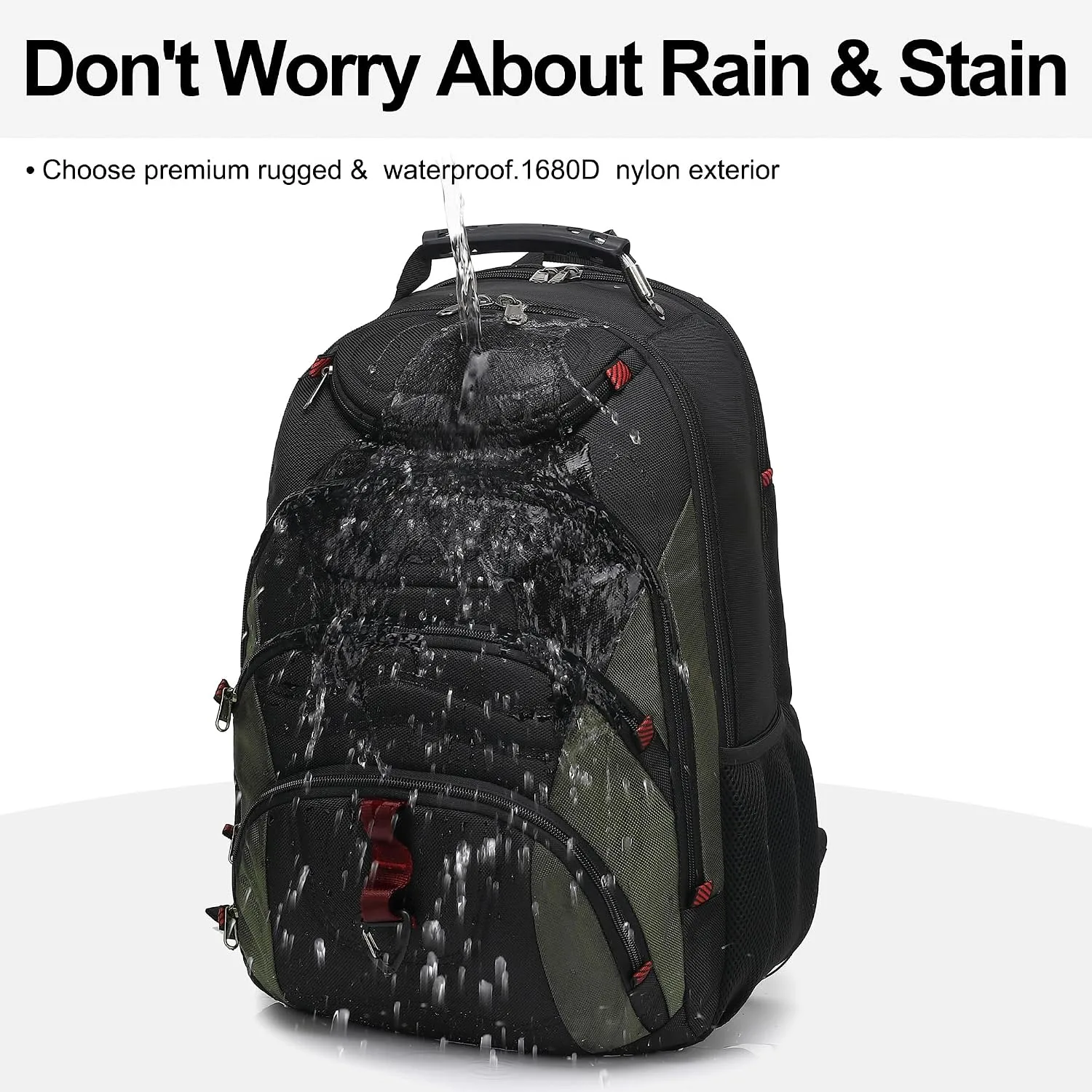 Boavan Laptop Backpack for men, 17.3 inch Laptop Bag with USB Port, Waterproof Travel Work Backpack Purse, Anti-Theft Teacher Nurse Doctor Casual Bookbags Office Business backpack，Black&Army Green