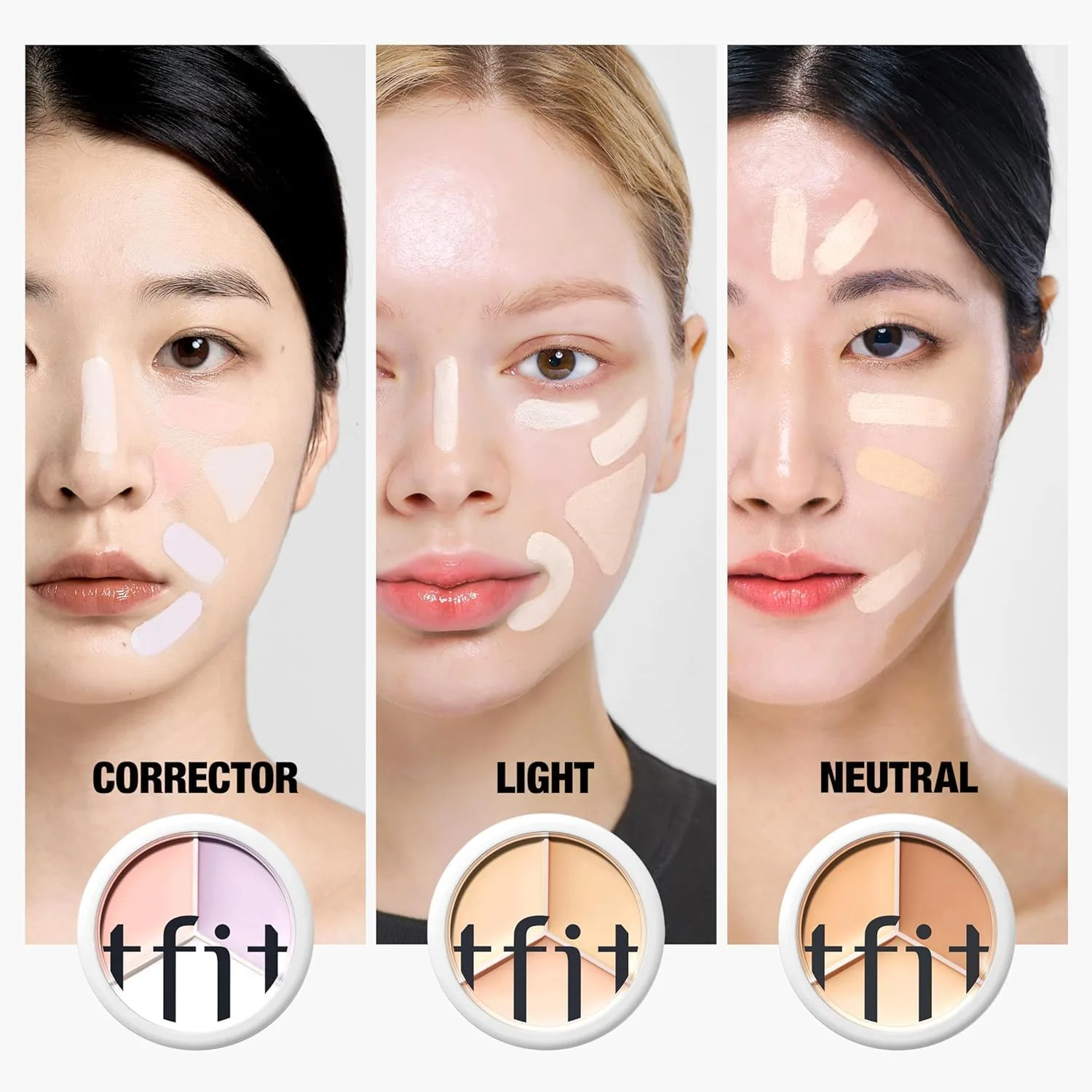 TFIT 3 Color Concealer Cream Palette Full Coverage 0.52 Ounce 03 Cool