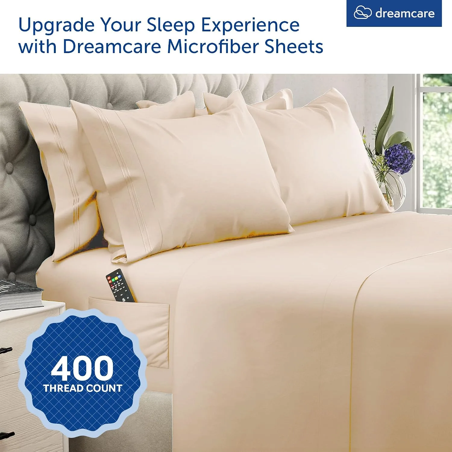 DREAMCARE King Size Sheets Set - 6 pcs Breathable Cooling Sheets King Size