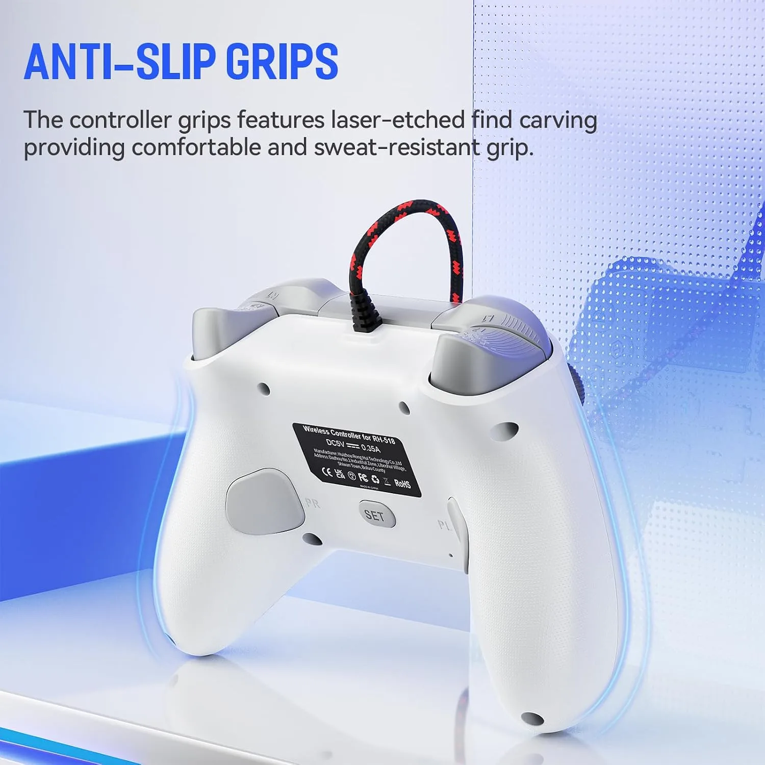 Dinosoo 10ft Wired Controller with Multi-Touch Pad & Back Buttons for PS5, PS4, PC – Turbo, Macro, 3.5mm Headphone Jack