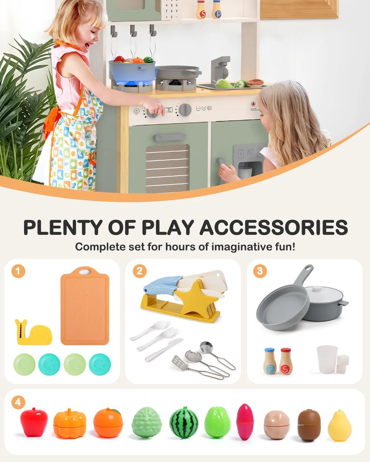 Babytronic Kids Play Kitchen Ages 3+ with Real Lights, Sounds (Green)