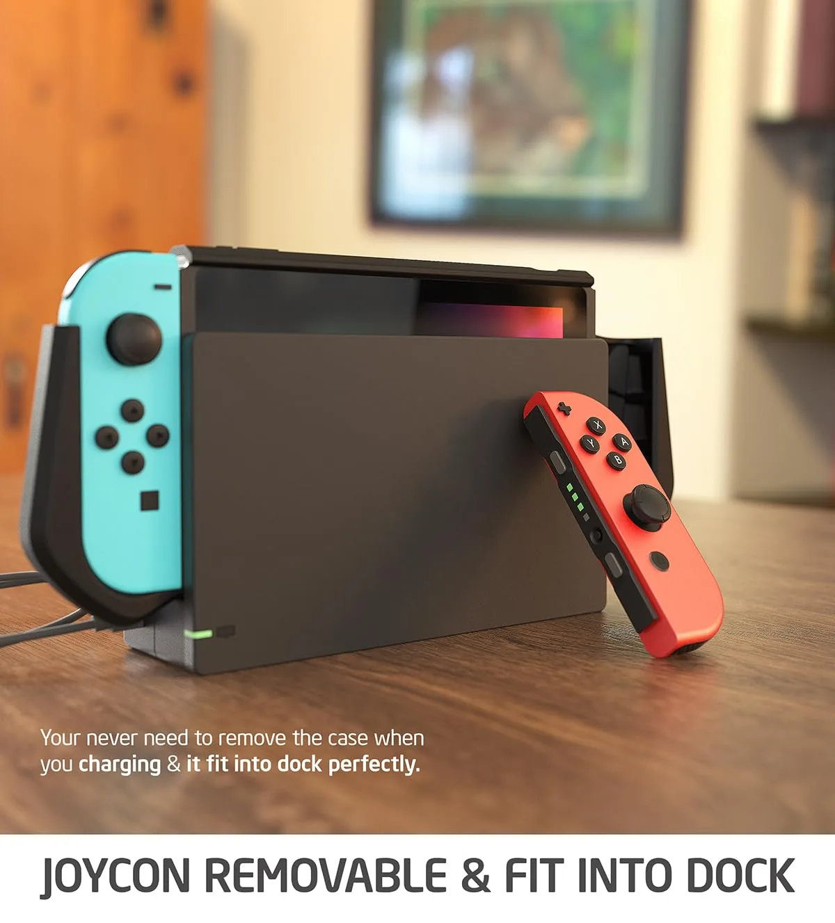 Mumba Dockable Case Compatible with Nintendo Switch 1 (2017 Release), [Blade Series] TPU Grip Protective Cover Case with Ergonomic Design and Comfort Grip,Accessories for Switch (Black)