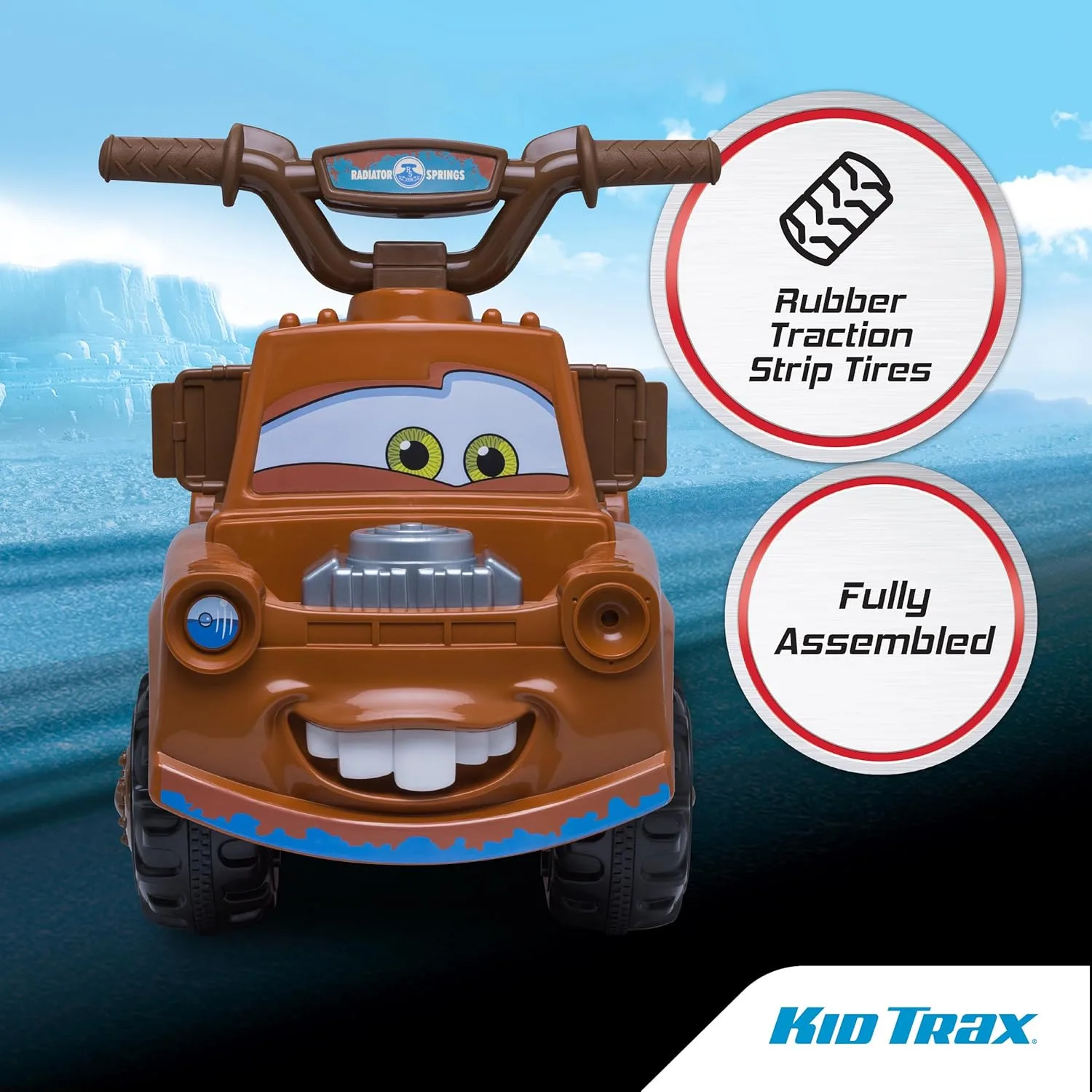 Kid Trax Toddler Disney Cars 3 Tow-Mater Electric Quad Ride-On, Kids 1.5-3 Years Old, 6 Volt Battery and Charger Included, Max Weight 45 lbs, Tow-Mater brown