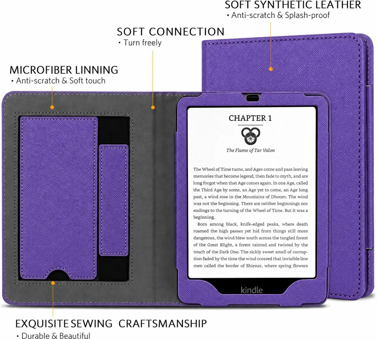 CoBak 6 Inch Case with Stand, not for iPad(A0J28), Fabric Purple
