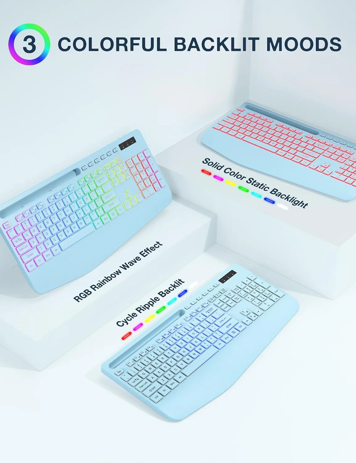SABLUTE Wireless Keyboard and Mouse Combo, 9 Backlit Effects, RGB, 2.4GHz