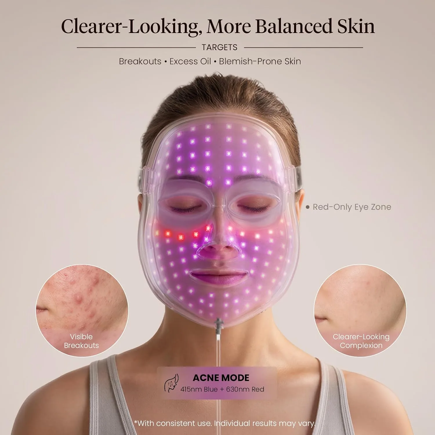 BOB AND BRAD Red Light Therapy for Face, FDA-Cleared LED Face Mask 480 LEDs