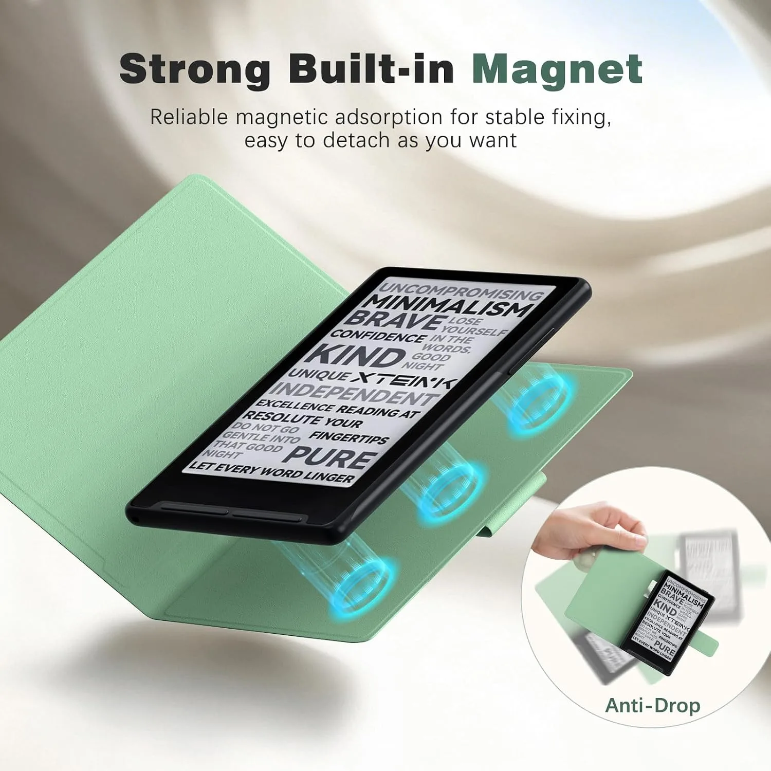 MoKo Magnetic Slim Folio Case for 3.7" XTEINK X3 eReader 2026, Agave Green