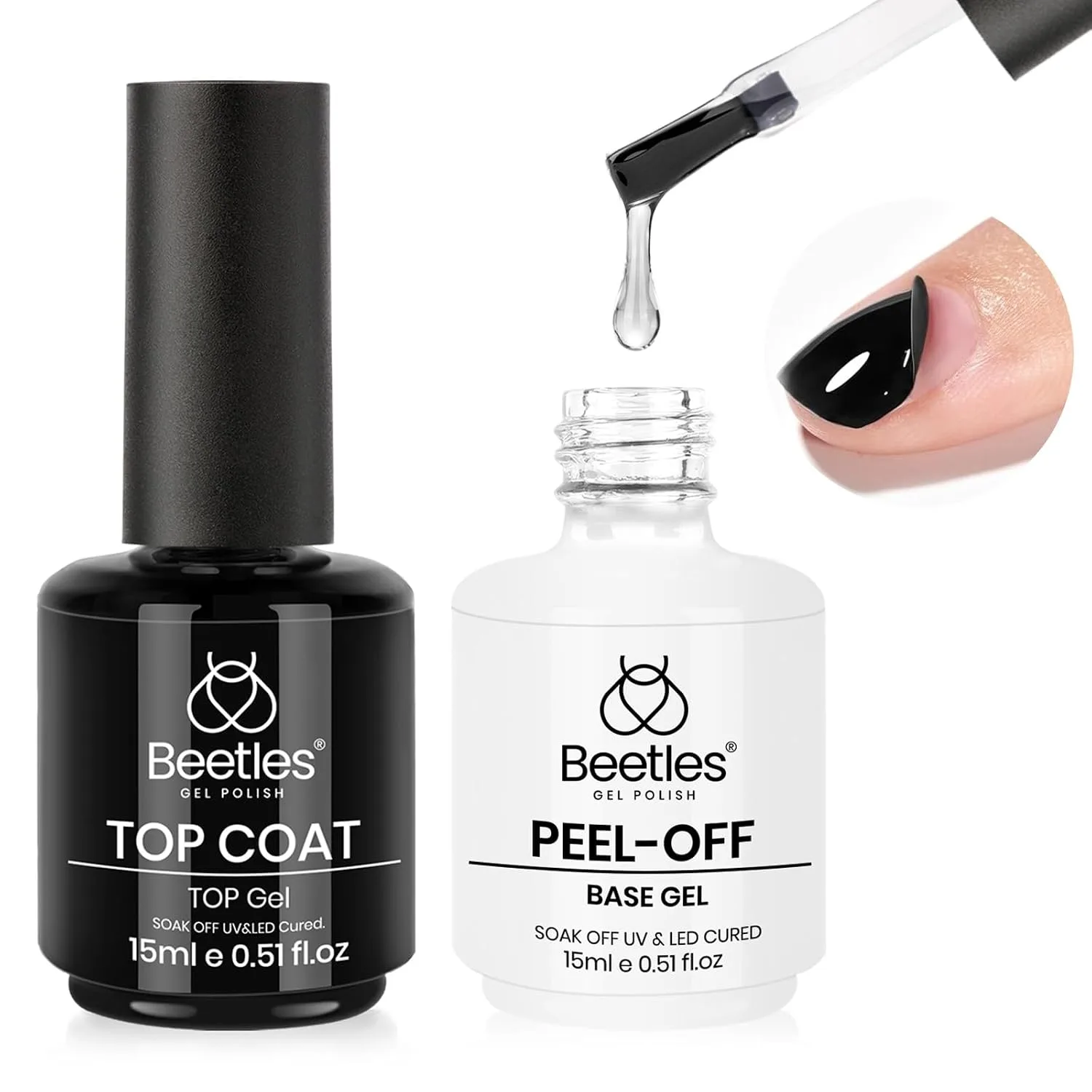 Beetles Peel Off Base Coat and Top Coat Set 2Pcs 15ml