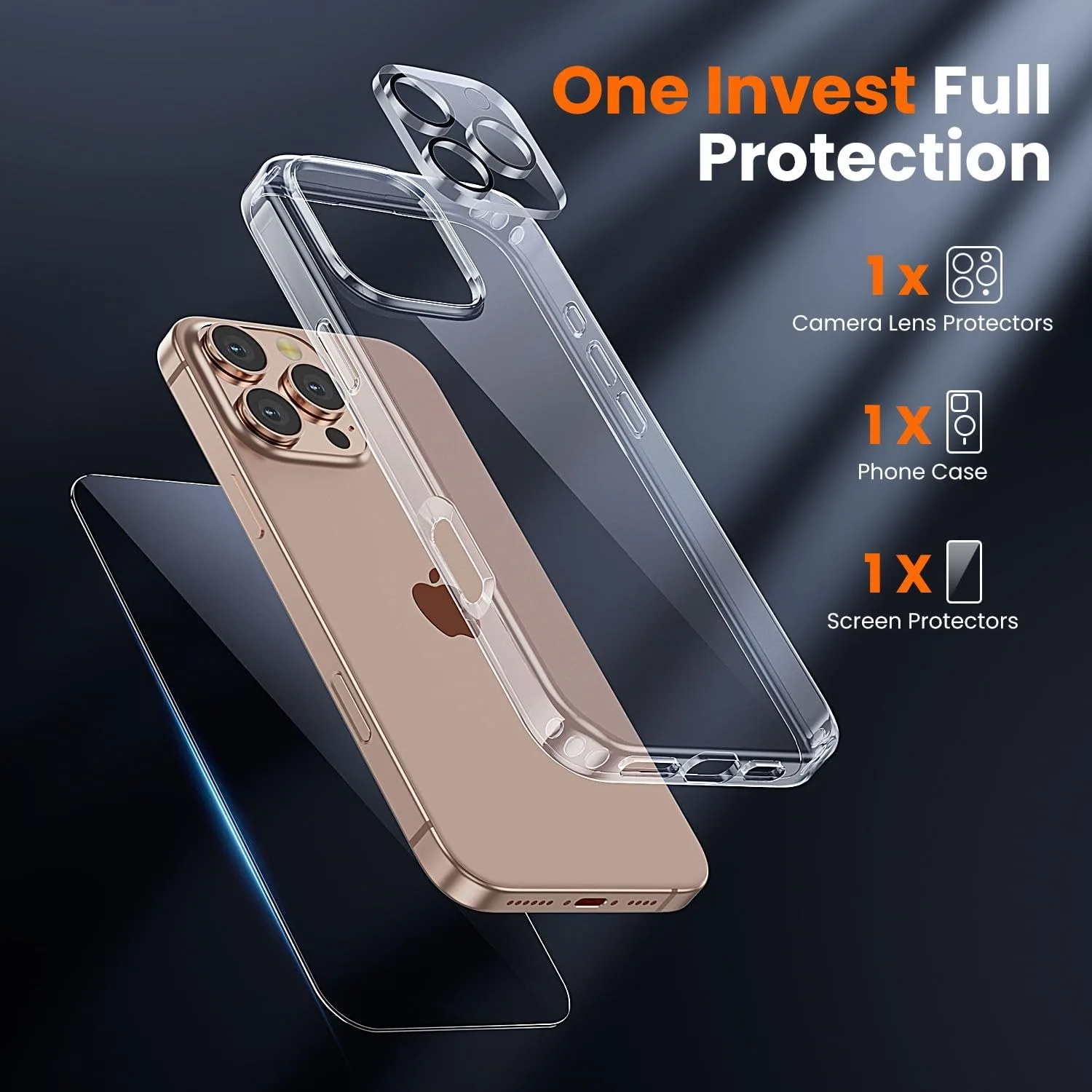 toushion 3 in 1 for iPhone 16 Pro Max Case Transparent