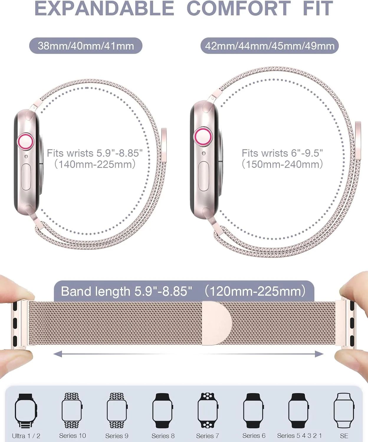 Original Milanese Loop Compatible with Apple Watch Bands for Women & Men