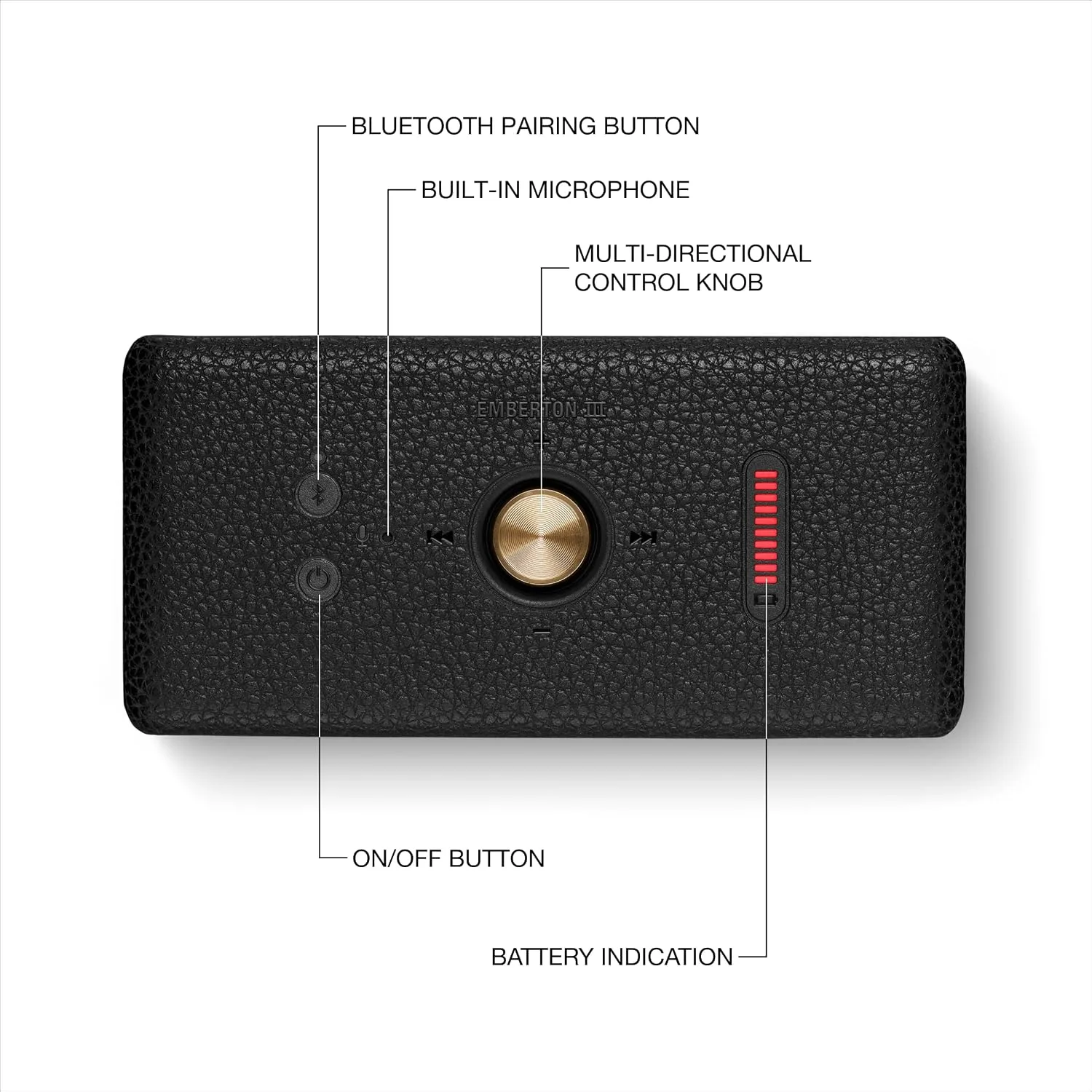 Marshall Emberton III Portable Bluetooth Waterproof Speaker - Black & Brass