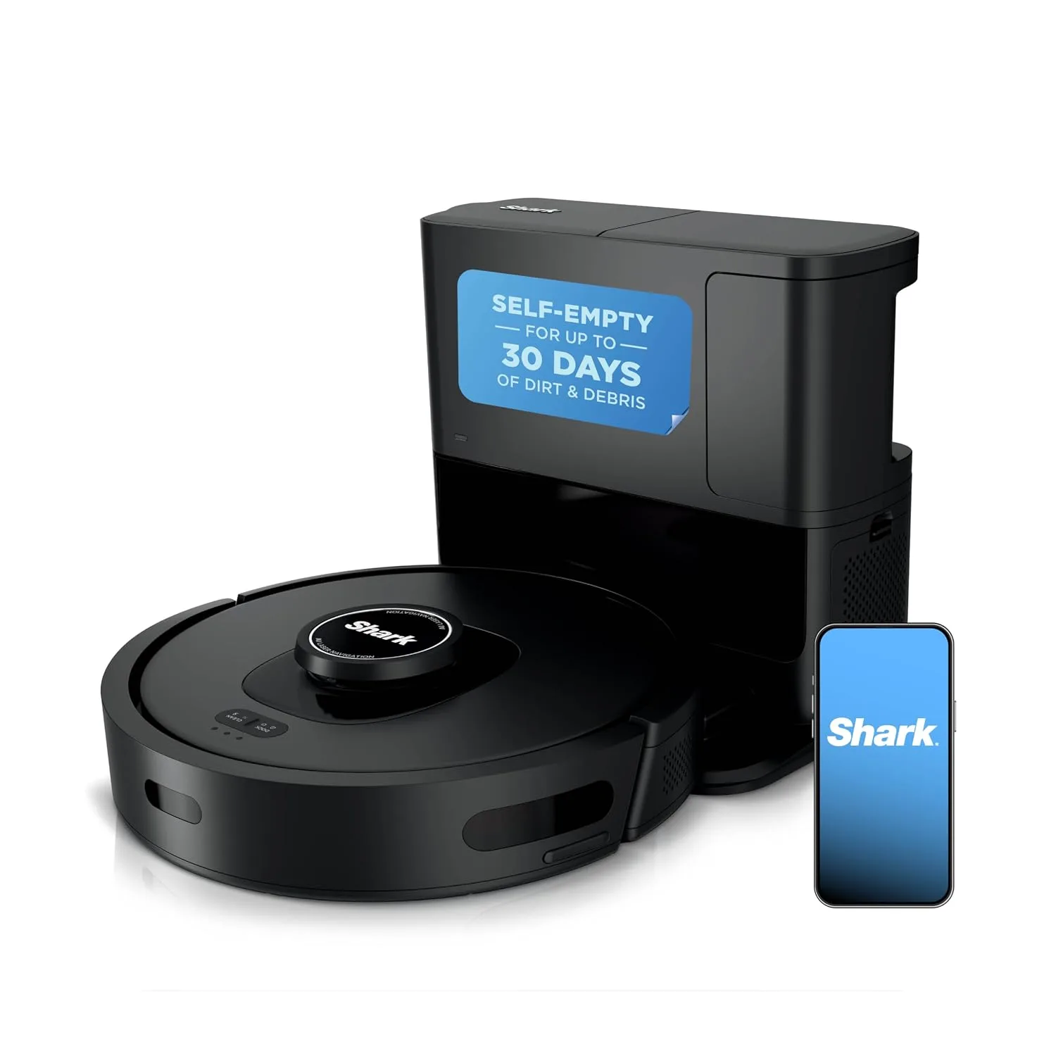 Shark AV2501S AI Ultra Robot Vacuum, with Matrix Clean, Home Mapping, 30-Day Capacity HEPA Bagless Self Empty Base, Perfect for Pet Hair, Wifi, Dark Grey
