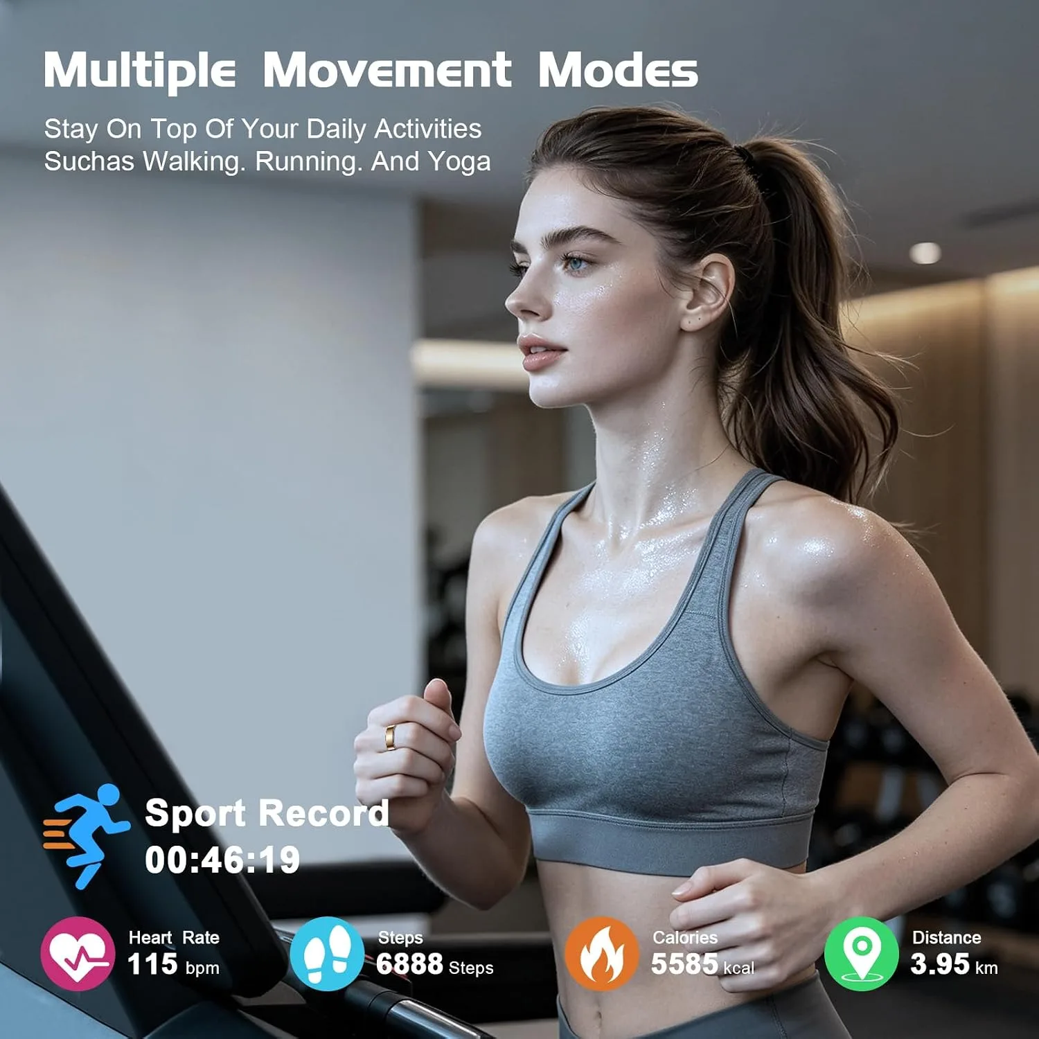 Smart Ring Health Tracker for Women & Men, Sleep & Heart Rate Monitor, IP68 Waterproof Fitness Tracker, No Subscription Fee, iOS & Android Compatible (Rose Gold, 11)