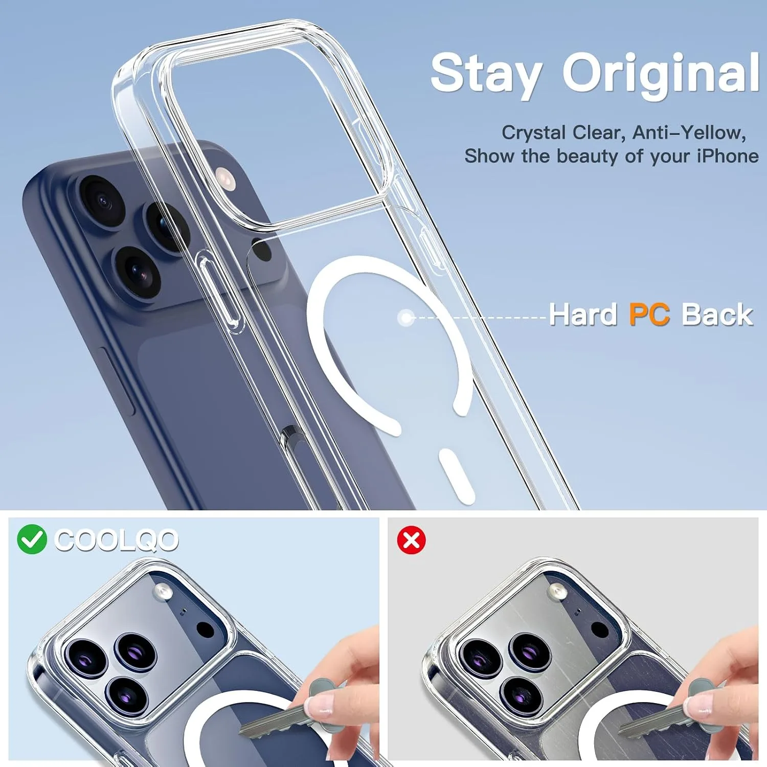 COOLQO Magnetic for iPhone 18/17 Pro Max Case, Crystal Clear