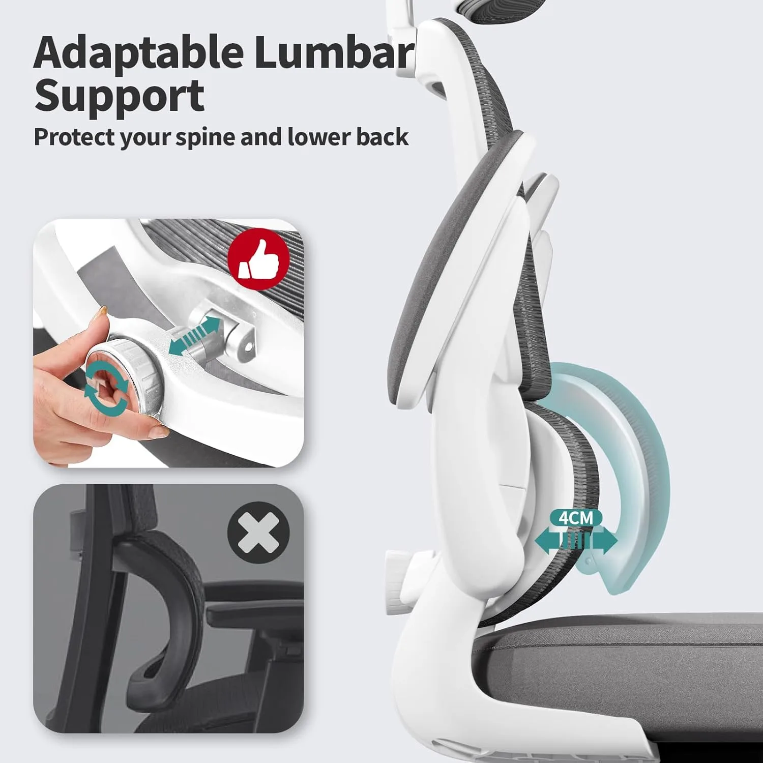 TRALT Office Chair Ergonomic Desk Chair with Lumbar Support White, 1