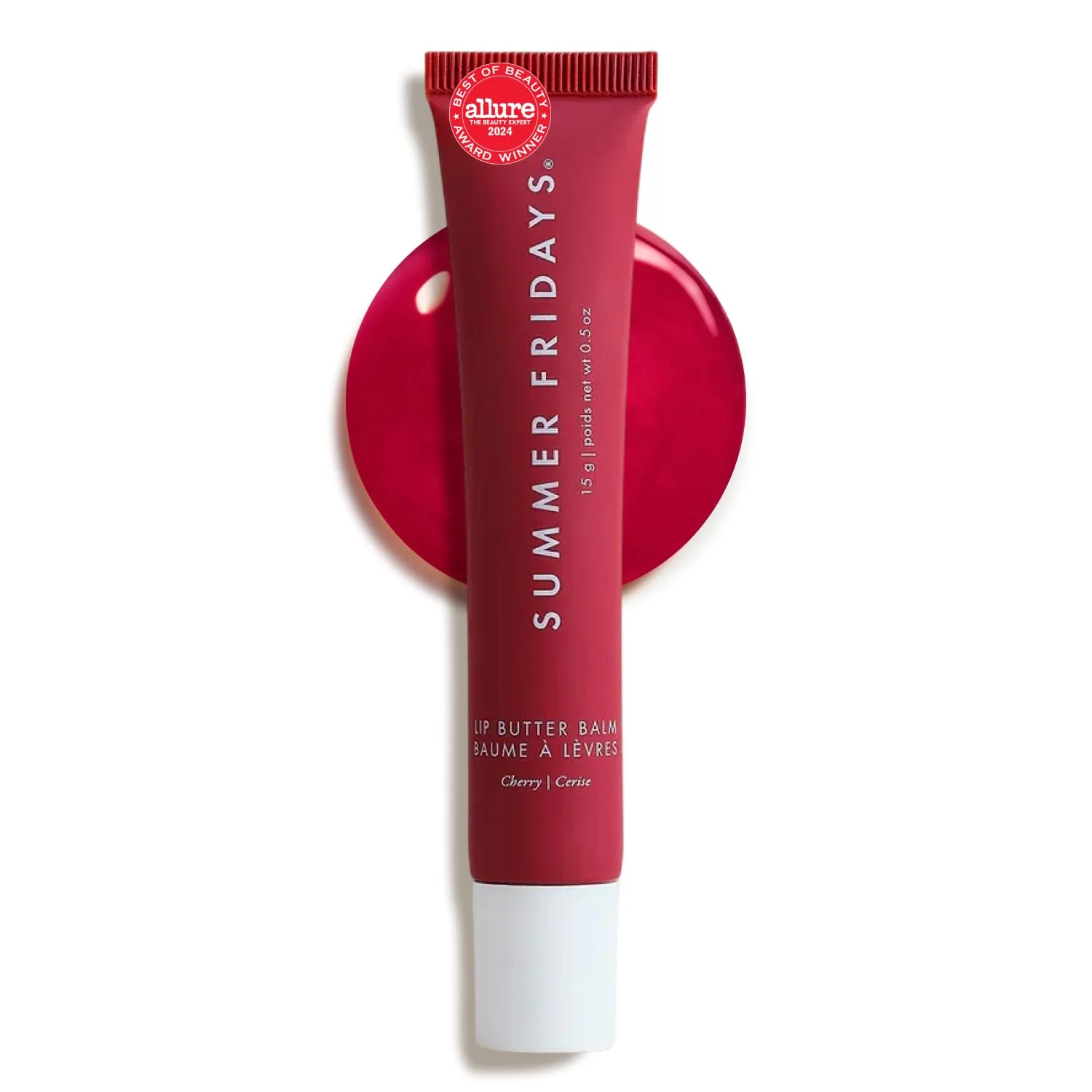 Summer Fridays Lip Butter Balm - Moisturizing Lip Gloss for Instant Shine + Sheer Color - With Nourishing Shea Butter - Everyday Makeup + Skin Care Summer Essentials - Vegan - Cherry (.5 Oz)