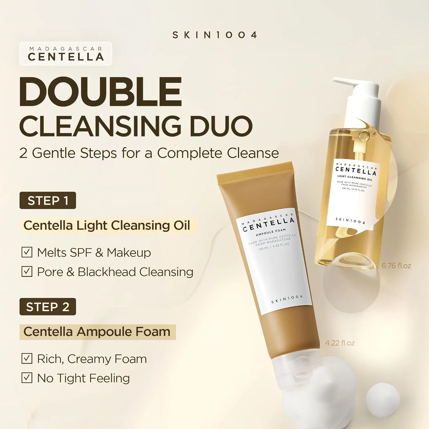 SKIN1004 Centella Double Cleansing Duo, Oil Cleanser, Face Wash 10.99 fl.oz