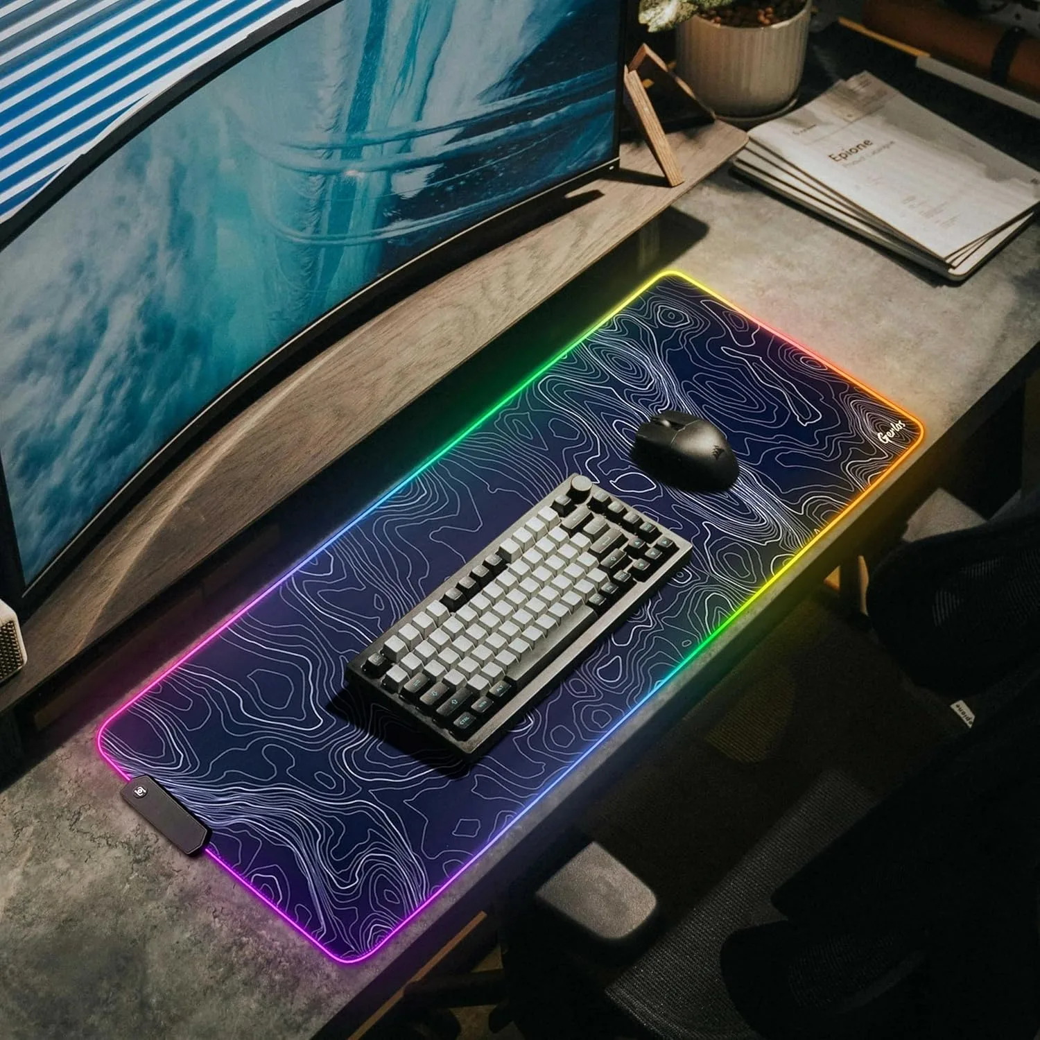 Gerlos RGB Gaming Mouse Pad, Large LED Mouse Pad for Gamer, 31.5" x 11.8"