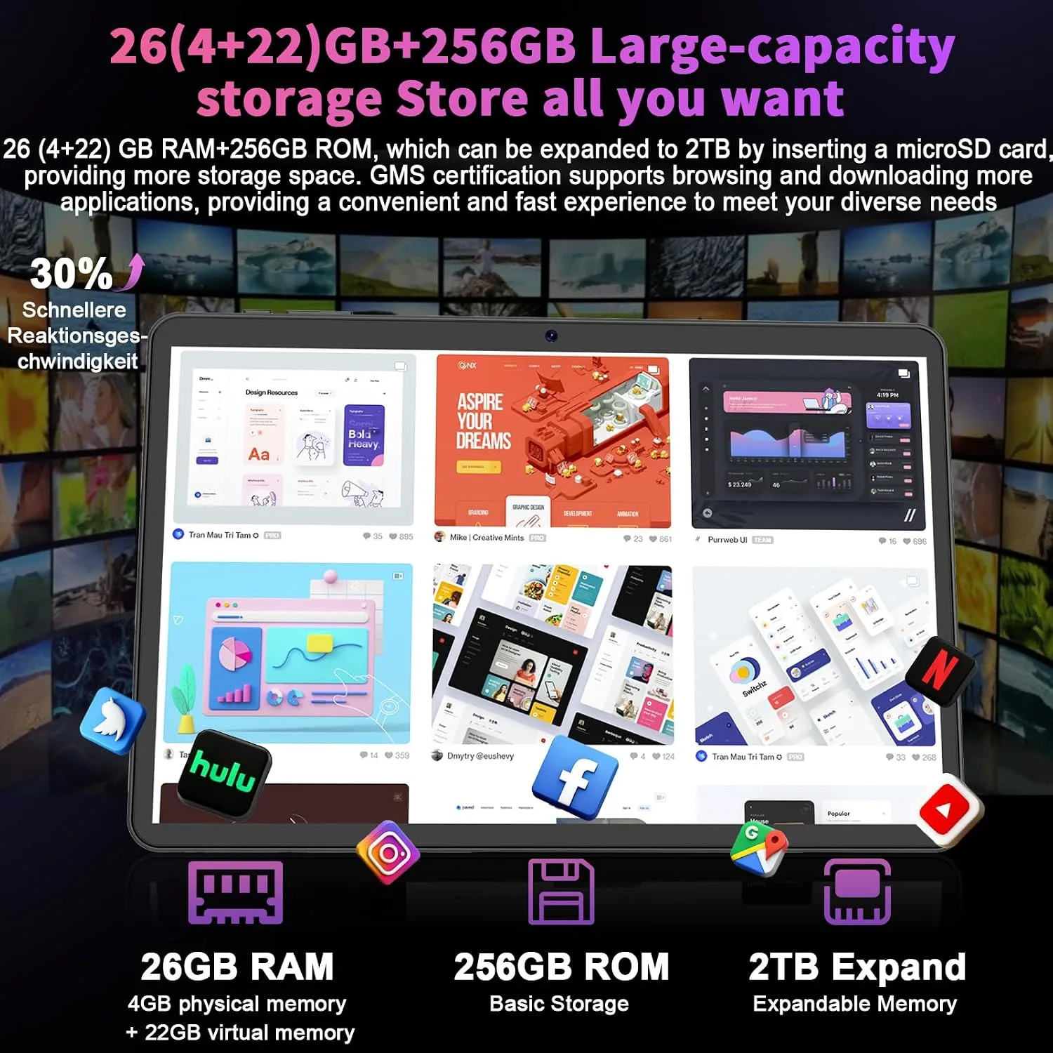 Android 16 tablet 10 inch, Android Tablet with Keyboard, 26GB+256GB+2TB Expand, Electronic Tablet PC with Gemini, 8-Core, 8000mAh, 5G WiFi, GPS, GMS, 2 in 1 Tablet with Case/Mouse/Stylus(Silver Case)