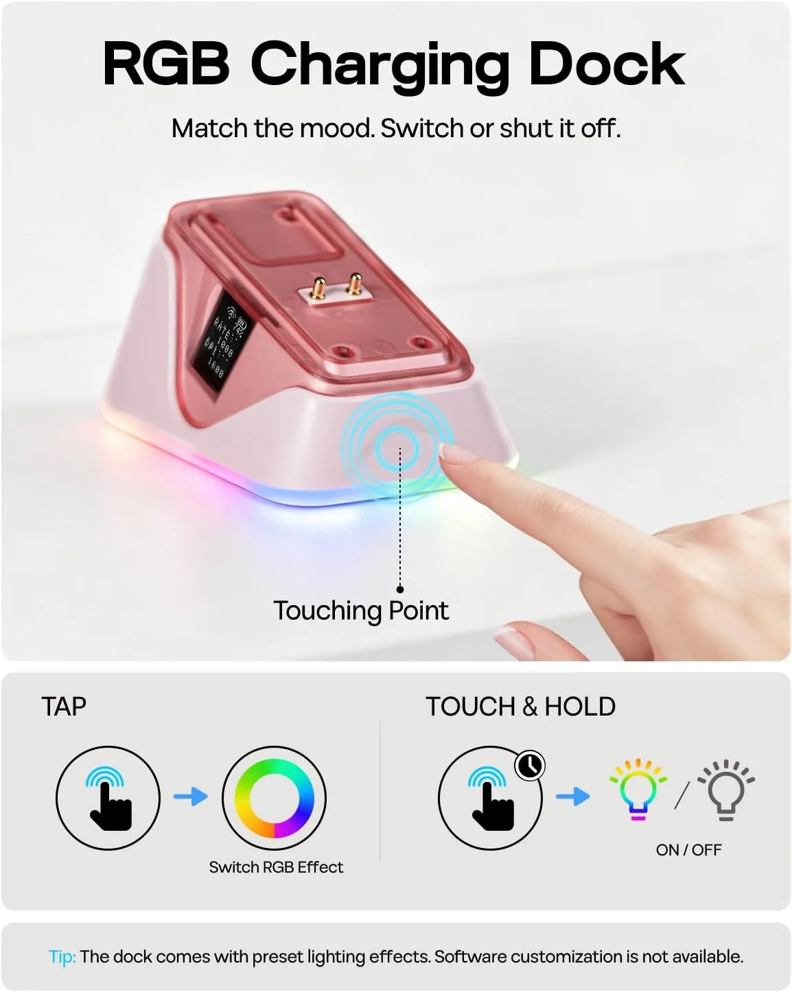 EPOMAKER NEX Lite Wireless Gaming Mouse w/Screens & RGB Charging Dock