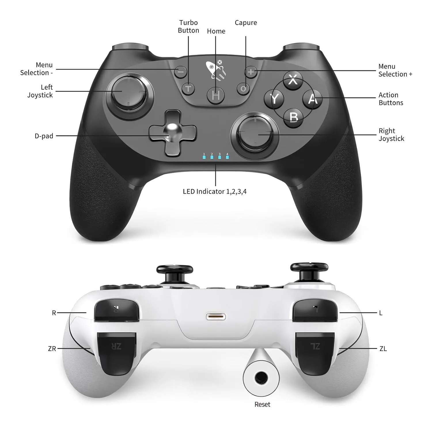 AceGamer Wireless Pro Controller for Nintendo Switch/Lite/OLED/Switch 2/PC, 2 pack, Hall Effect Joystick for Switch 2 Pro Controller with Wake-Up/Dual Vibration/Turbo/Ergonomic ! (Black&White)