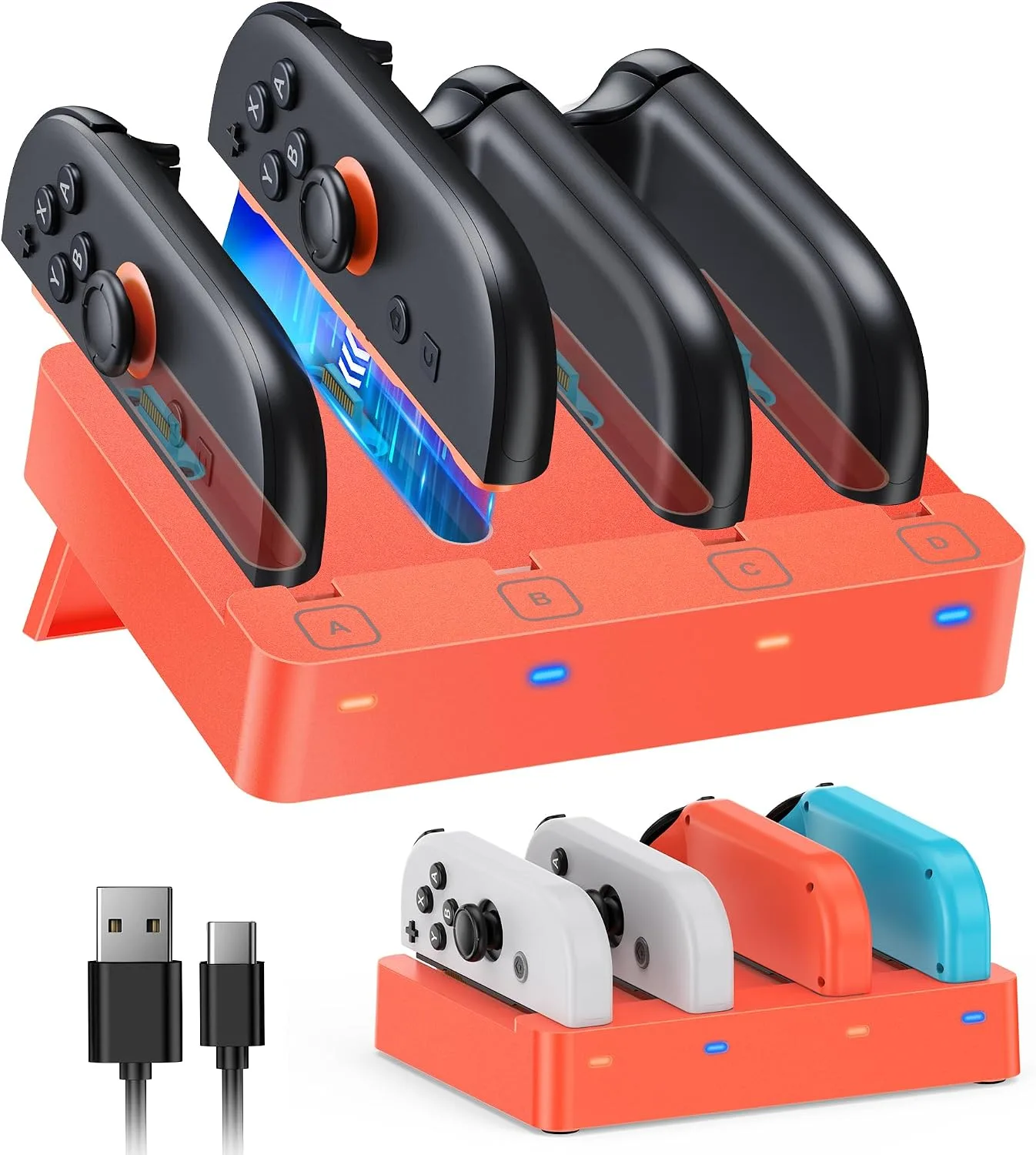 Base cargadora para controles Fyoung 8 en 1 para Nintendo Switch 2 y Switch 1
