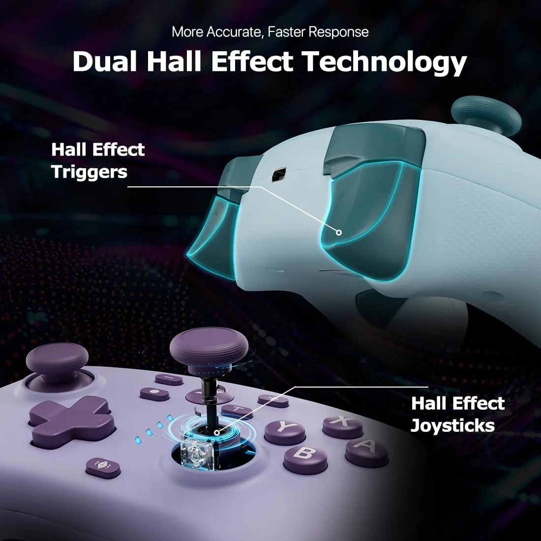 Wireless Switch Controller for Switch/Switch 2/Lite/OLED/PC Controller with 2.4G Adapter, 2 Pack Switch Controller with Hall Joysticks & Hall Triggers, Switch Pro Controller with Wake-up, 2 Back Programmable Buttons, Turbo Function