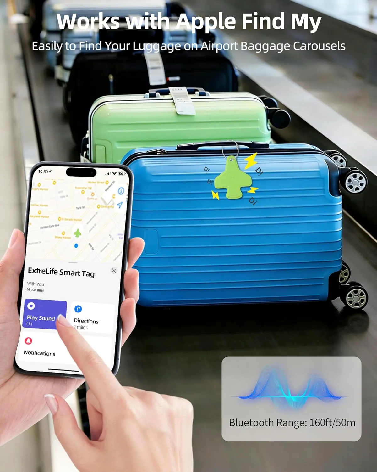 Luggage Tags for Suitcases, Works with Apple Find My