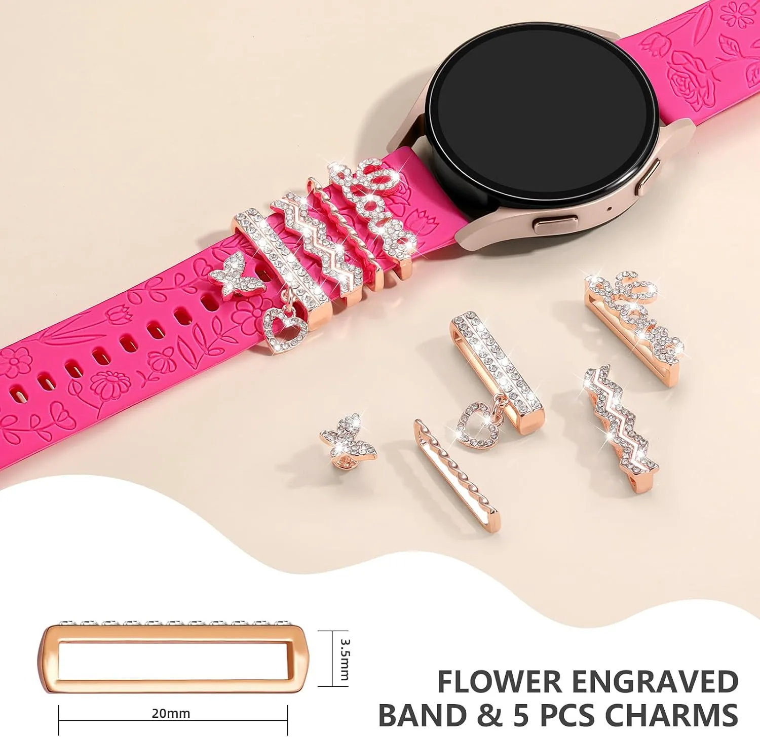 DaQin Flower Engraved Band Compatible with Samsung Galaxy Watch 7 Bands