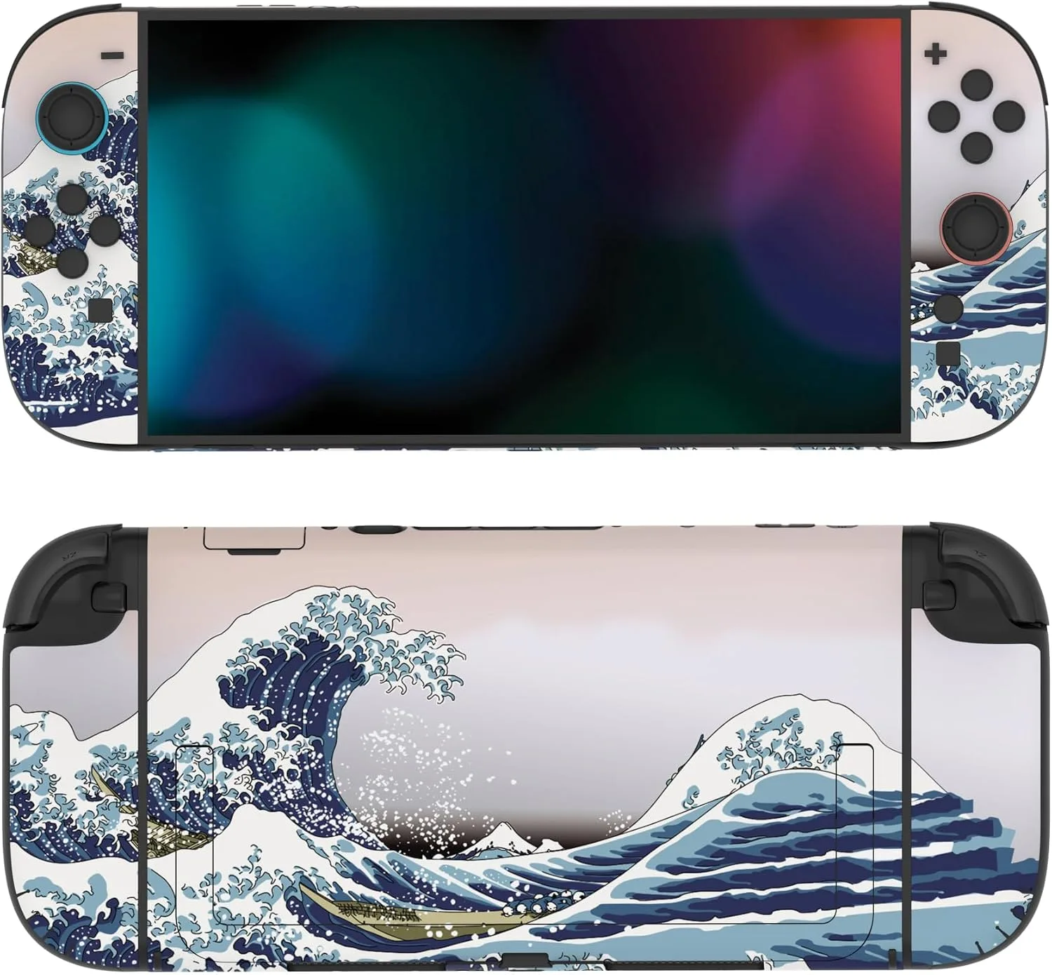 PlayVital for Nintendo Switch 2 Skin Full Set (2-Pack) - Protective Vinyl Decal Stickers for Switch 2 Console, Joycons, Handle Grips & Dock | No Residue, Anti-Scratch - The Great Wave