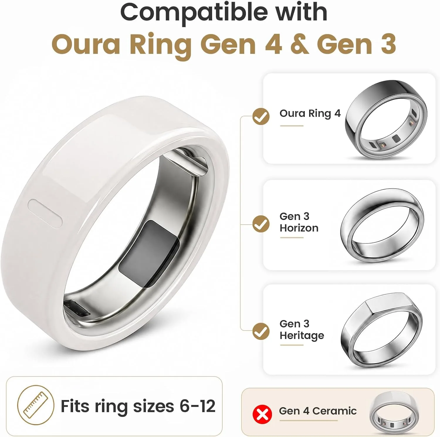 4Pack Ring Cover Compatible with Oura Ring Gen 4/3 Horizon Heritage