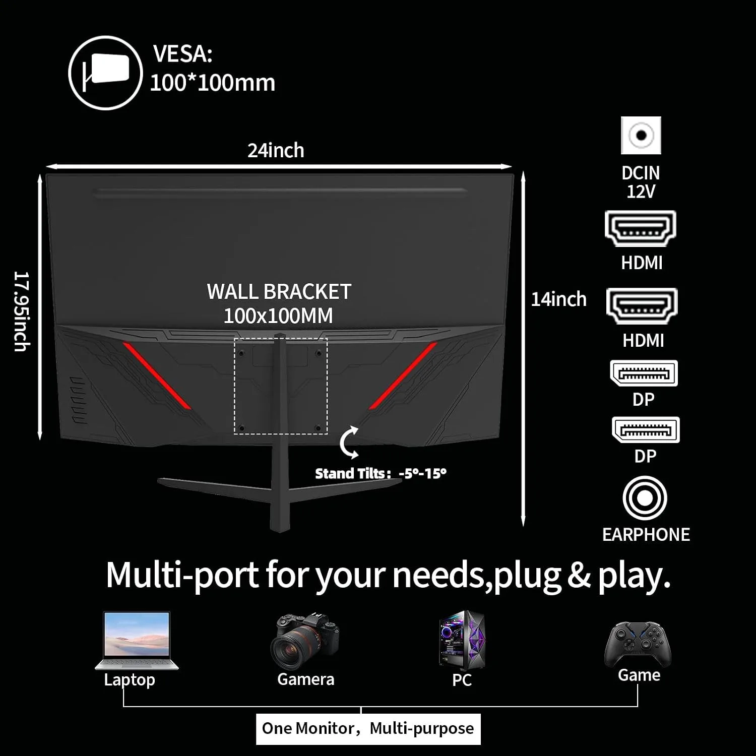 ZZA 27 Inch Curved Gaming Monitor 280Hz, FHD 1080P PC Monitor, 1ms Gamer Screen, AMD FreeSync Premium, 100% sRGB, VESA Mountable, Eye Care Computer Monitor for Gaming Home Office