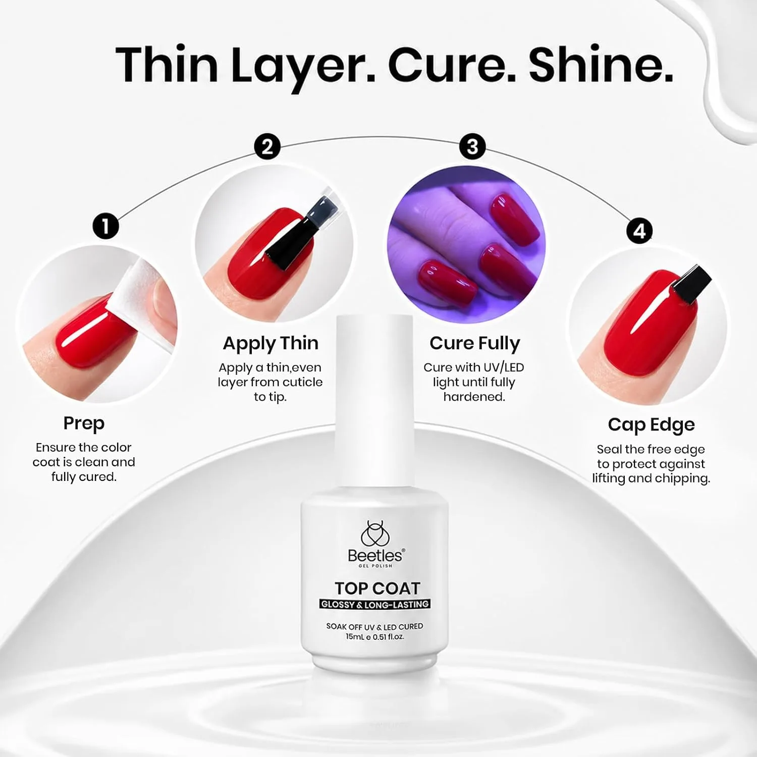 Beetles Extra Glossy No Wipe Gel Top Coat 2 Pcs 15 ml