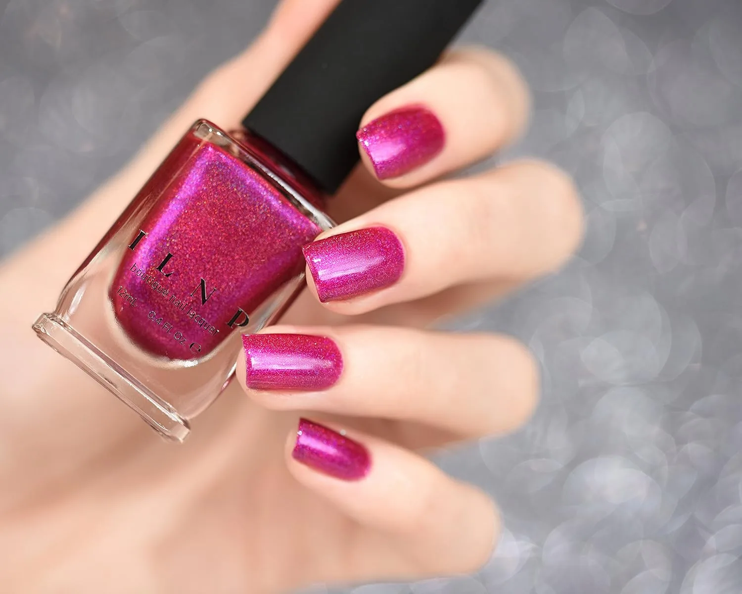 ILNP Bikini Bottoms - Vivid Magenta Pink Holographic Nail Polish, Hot Pink Sparkle, Non-Toxic, Vegan, Chip Resistant