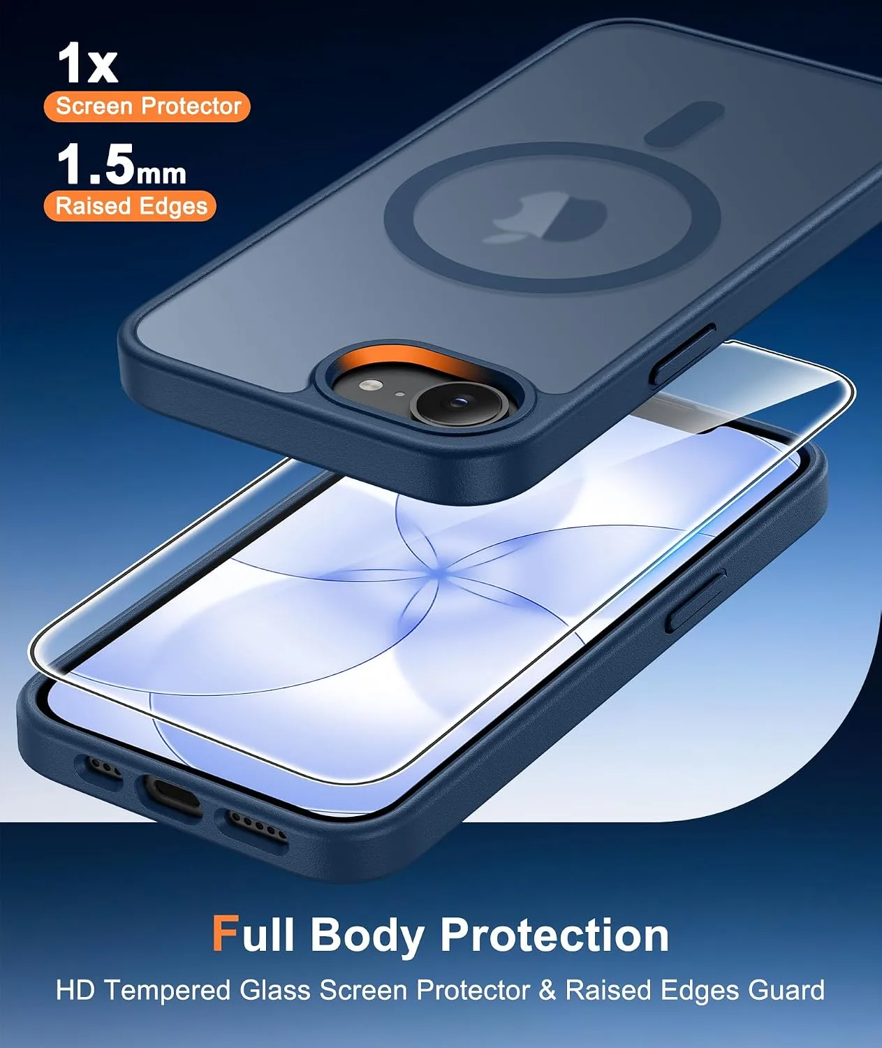 FNTCASE for iPhone 17e / 16e Case Fit for MagSafe Blue