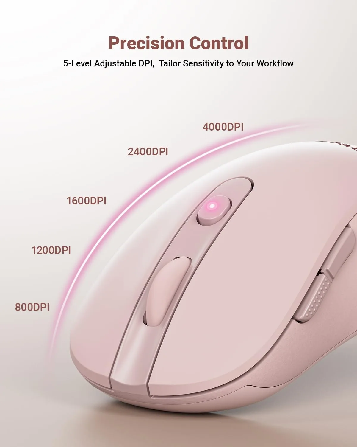 wegear USB Wireless Mouse for Laptop PC Mac, 2.4GHz Cordless Mouse-Pink