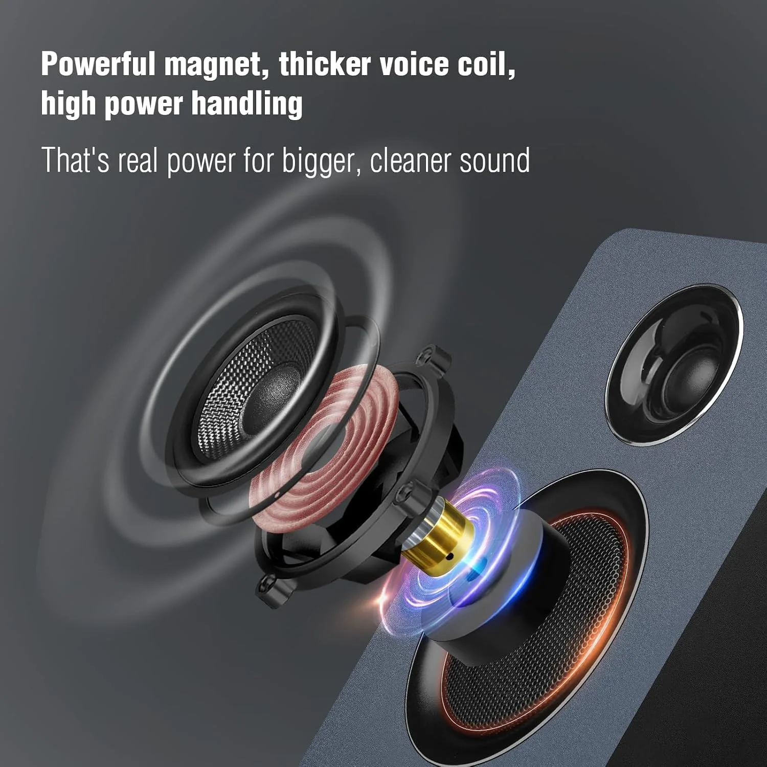 Computer Speakers, Bluetooth 5.3, USB-C, AUX/RCA, 3.5-Inch Woofer, Grey