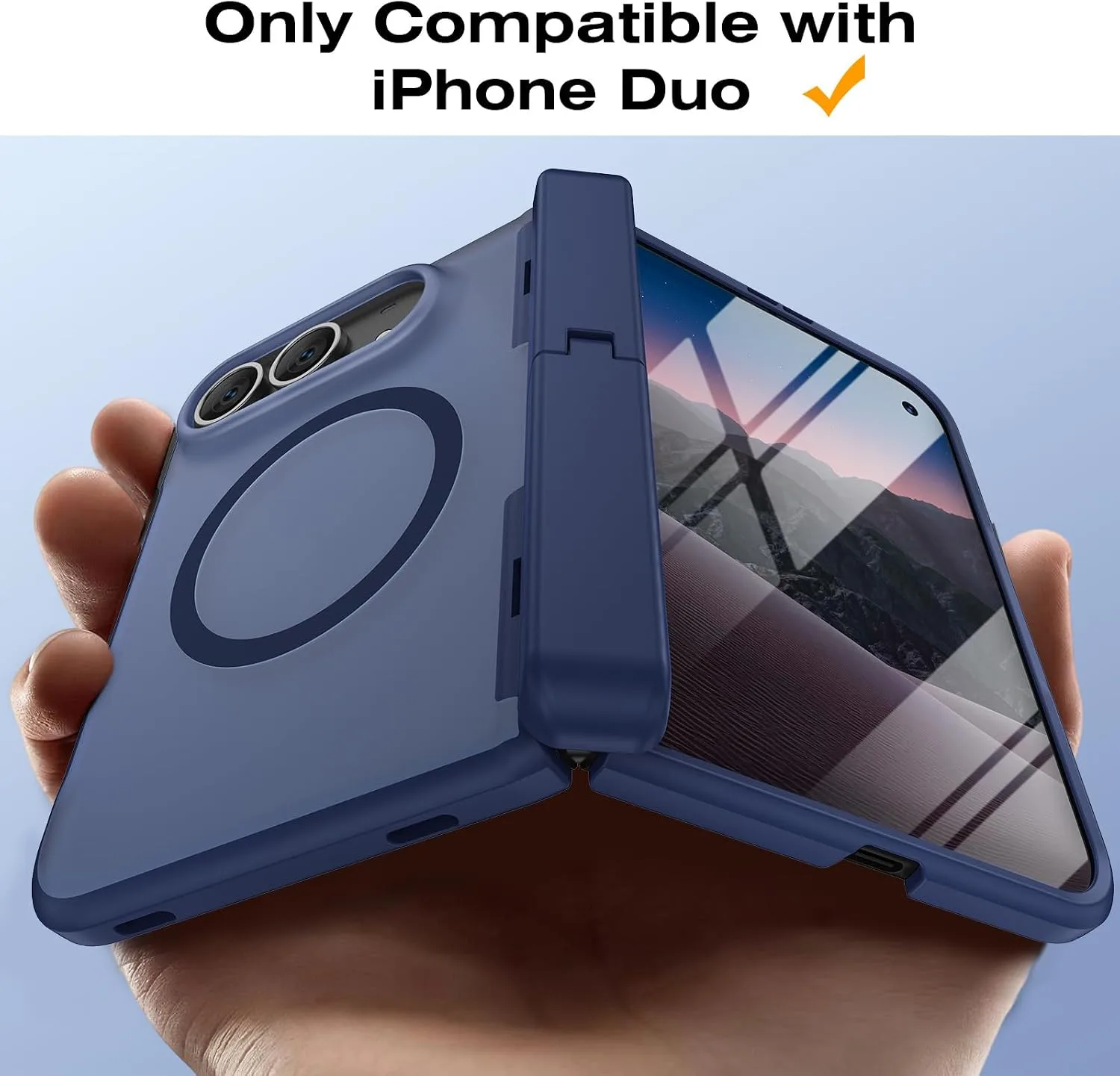 VEGO Magnetic for iPhone Duo Case Built-in Screen Prtector & Stand, Blue