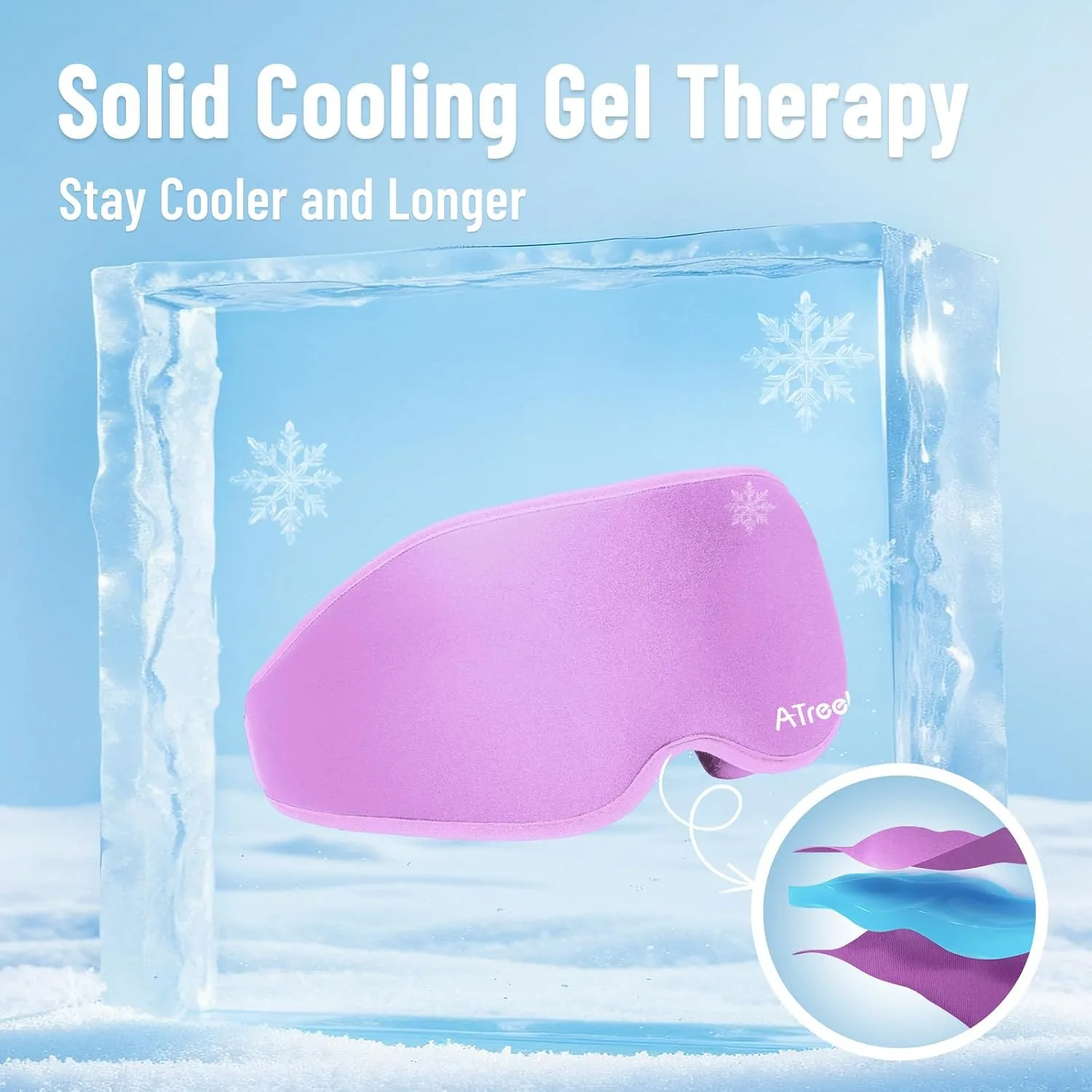 Cooling Eye Mask for Puffy Eyes, Ice Eye Pack After Surgery Relief - Reuable Cold Compress for Dry Eye - Comfortable Perfect Fit Gel Sleep Mask, Purple of 3D