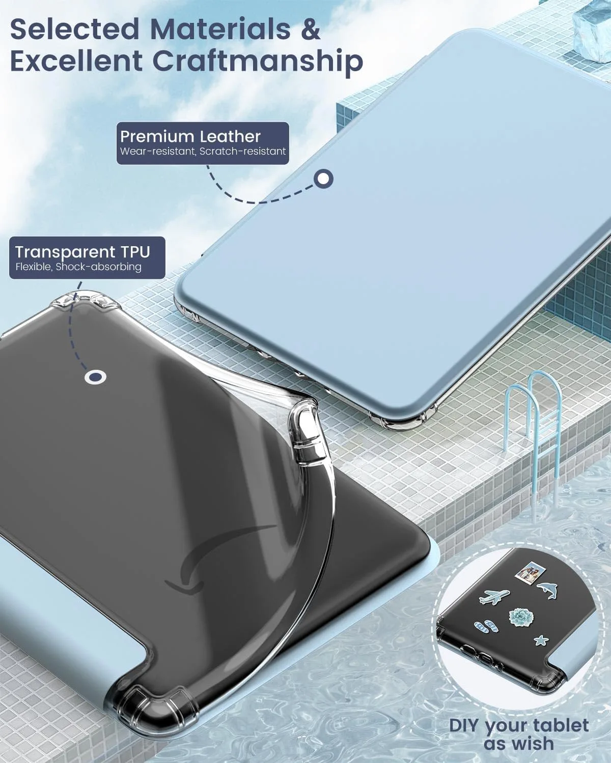 MoKo Case for Kindle Paperwhite 12th Gen & Colorsoft 2024, Sky Blue