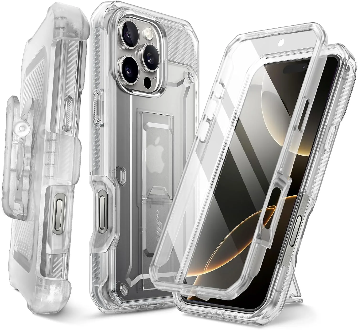 SUPCASE for iPhone 16 Pro Max Case with Screen Protector & Stand, Clear